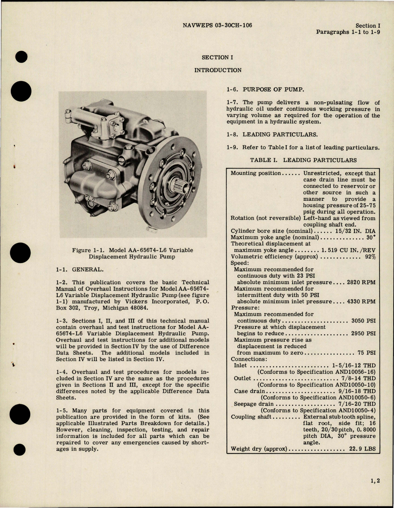 Sample page 5 from AirCorps Library document: Overhaul Instructions for Hydraulic Pump Assembly - Model AA-65674-L6 