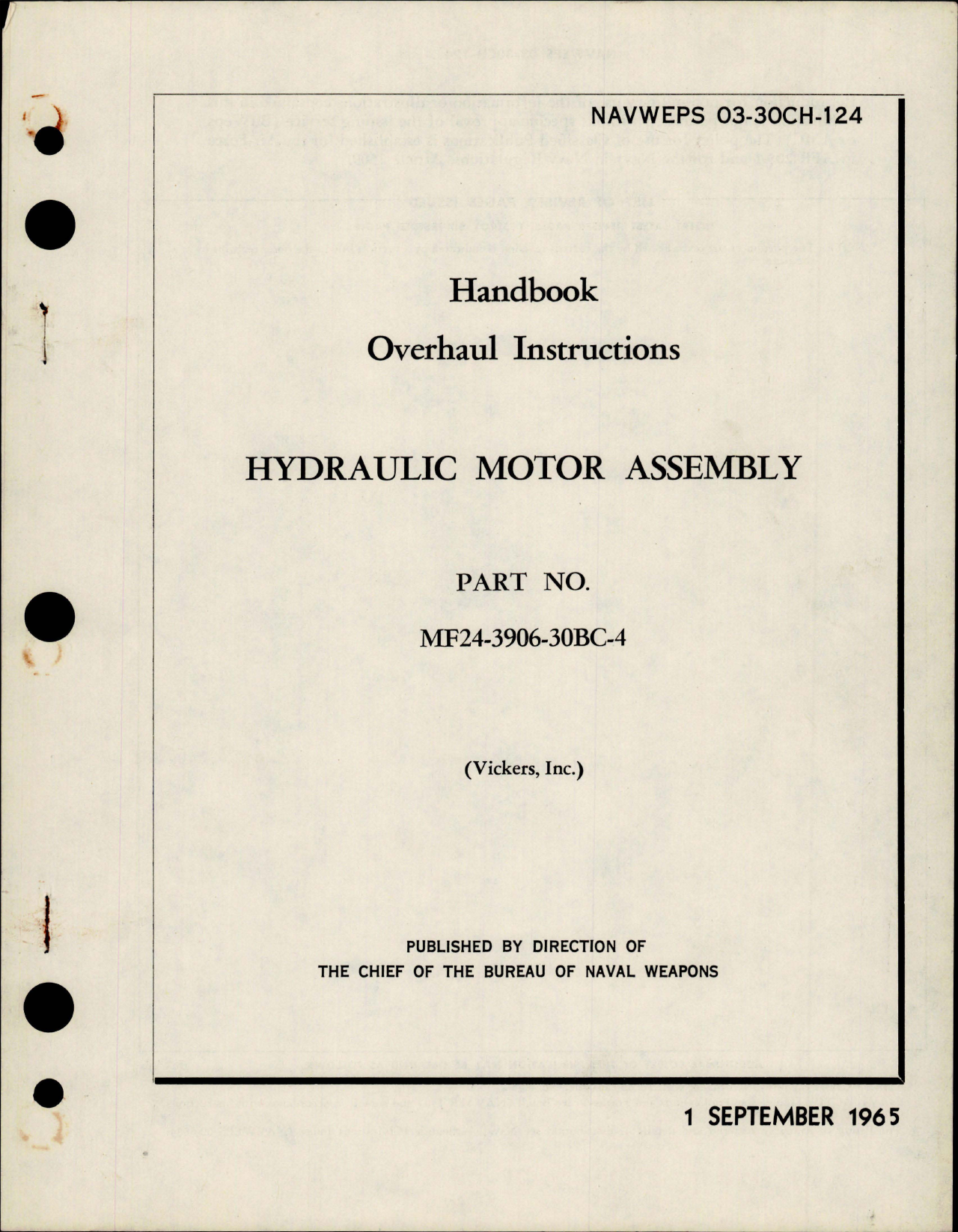 Sample page 1 from AirCorps Library document: Overhaul Instructions for Hydraulic Motor Assembly - Part MF24-3906-30BC-4 