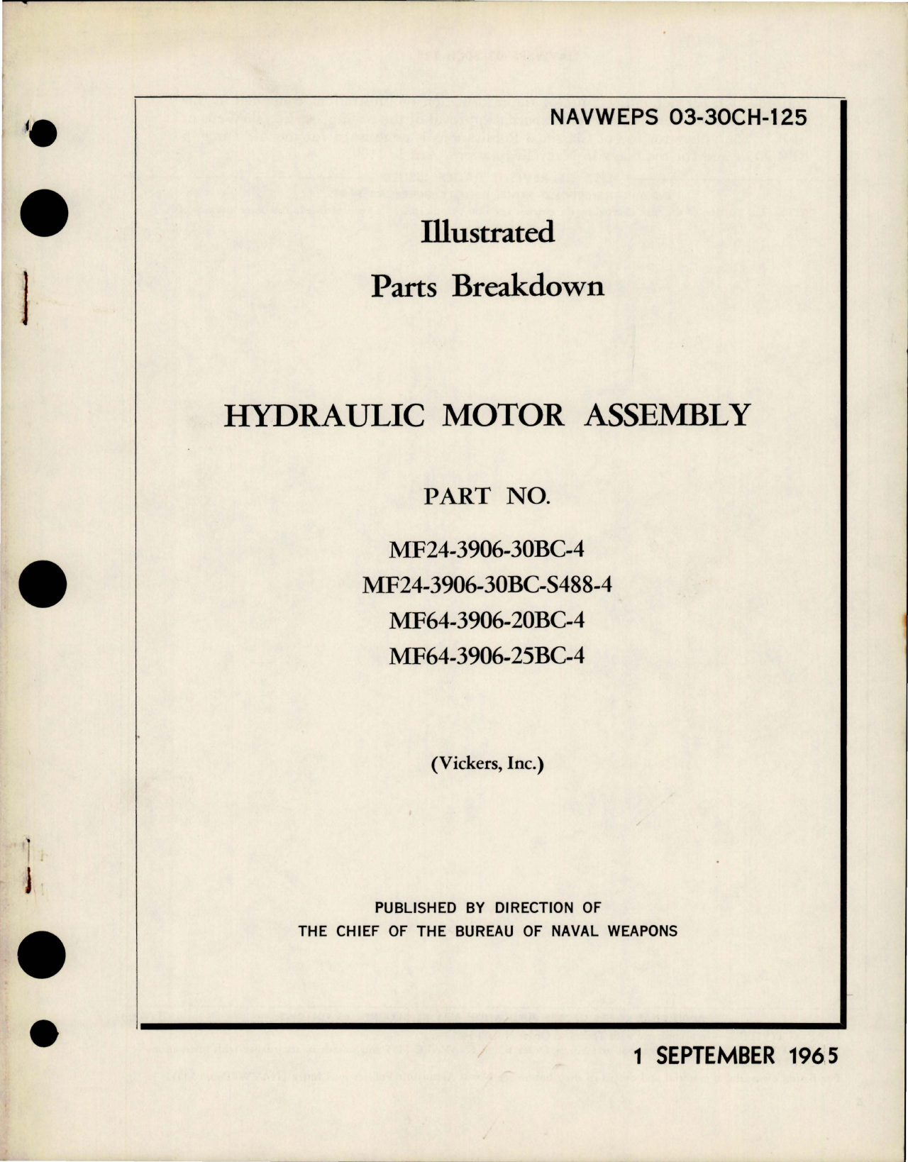 Sample page 1 from AirCorps Library document: Illustrated Parts Breakdown for Hydraulic Motor Assembly 