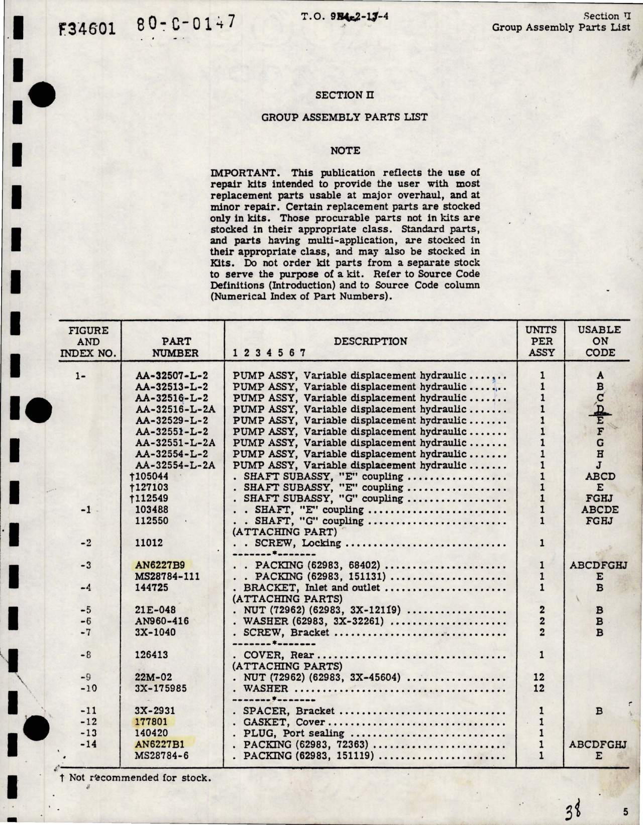 Sample page 7 from AirCorps Library document: Illustrated Parts Breakdown for Variable Delivery Hydraulic Pump AA-32500-2 Series 