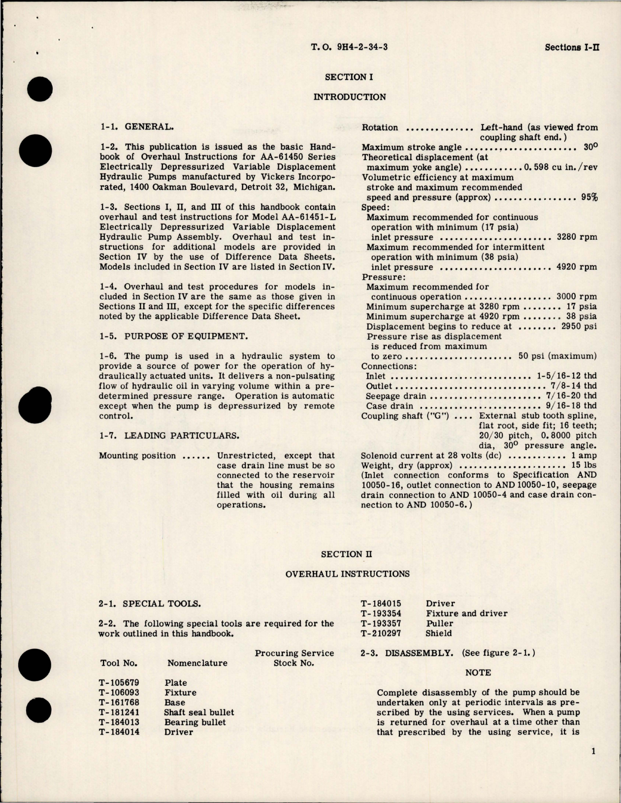 Sample page 5 from AirCorps Library document: Overhaul Instructions for Electrically Depressurized Variable Displacement Hydraulic Pumps - AA-61450 Series 
