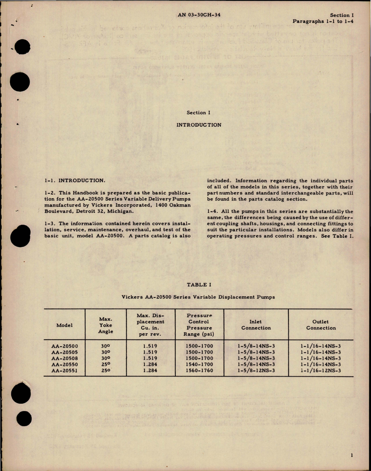 Sample page 5 from AirCorps Library document: Service and Overhaul Instructions with Parts Catalog for Variable Delivery Pump 