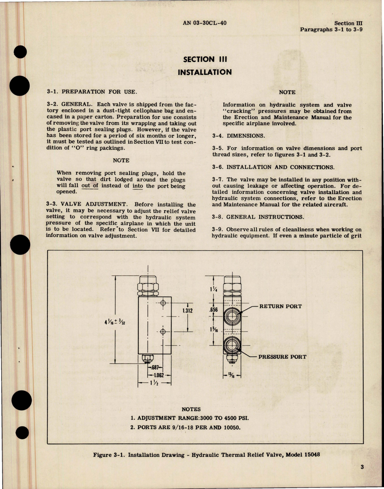 Sample page 7 from AirCorps Library document: Operation, Service, Overhaul Instructions with Parts Catalog for Hydraulic Thermal Relief Valve - 15048, and Hydraulic Pressure Relief Valve 14754