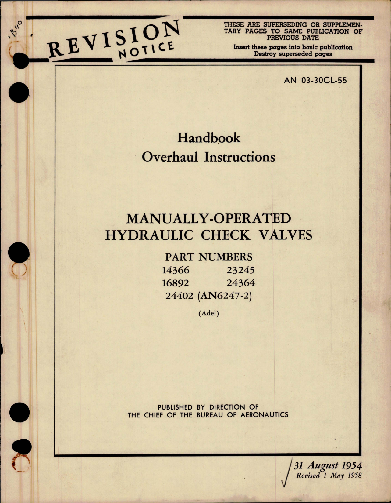 Sample page 1 from AirCorps Library document: Overhaul Instructions for Manually Operated Hydraulic Check Valves 
