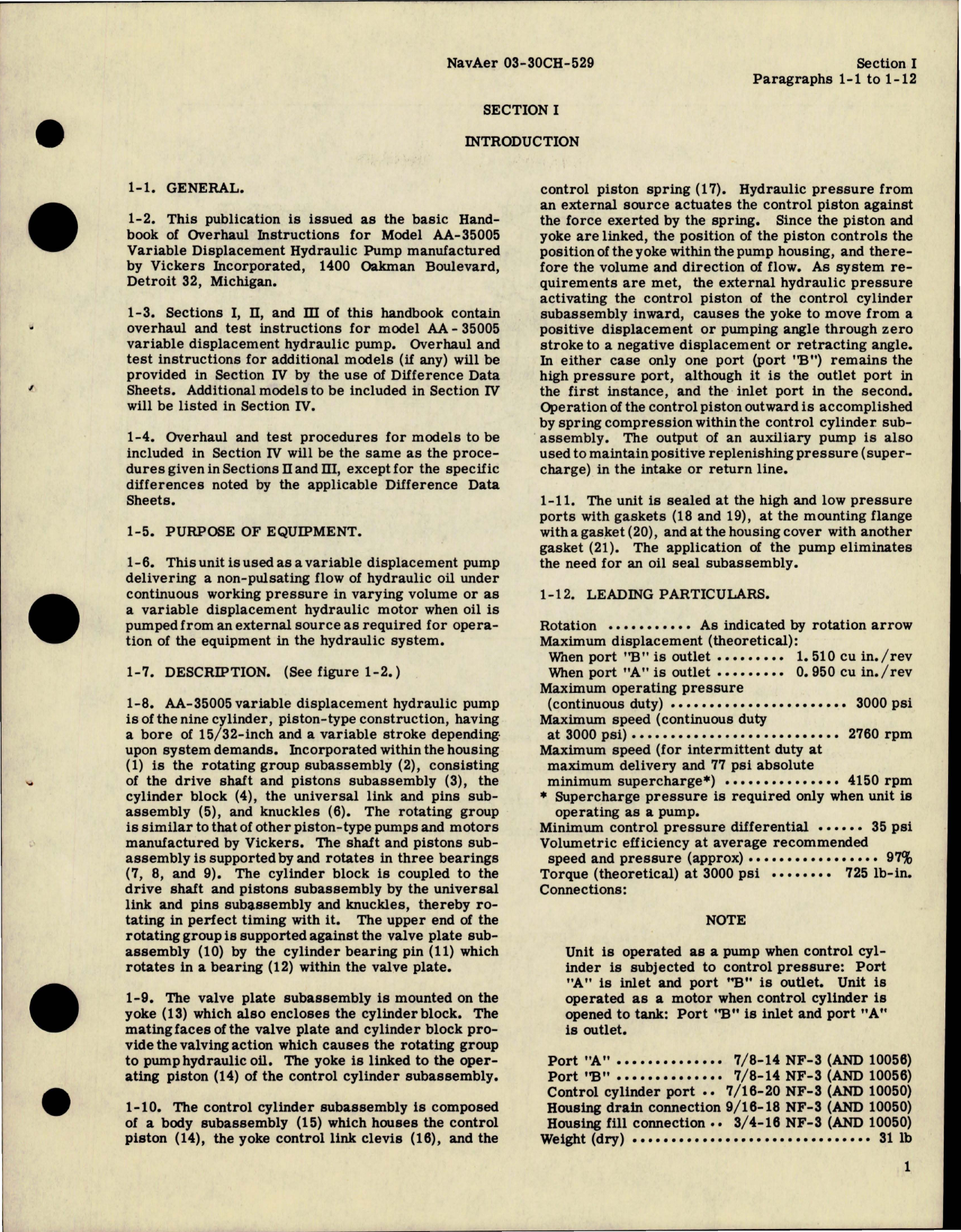 Sample page 5 from AirCorps Library document: Overhaul Instructions for Variable Displacement Hydraulic Pump - Model AA-35005 