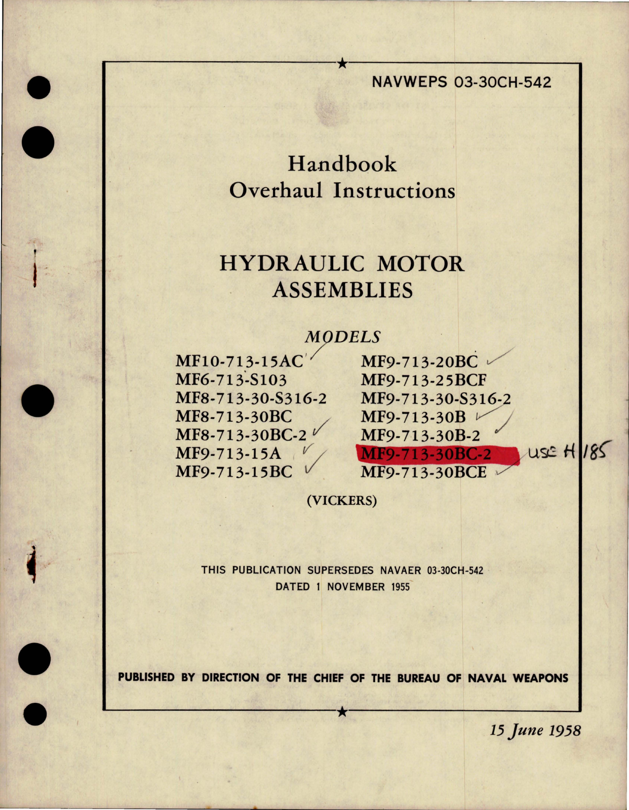 Sample page 1 from AirCorps Library document: Overhaul Instructions for Hydraulic Motor Assemblies