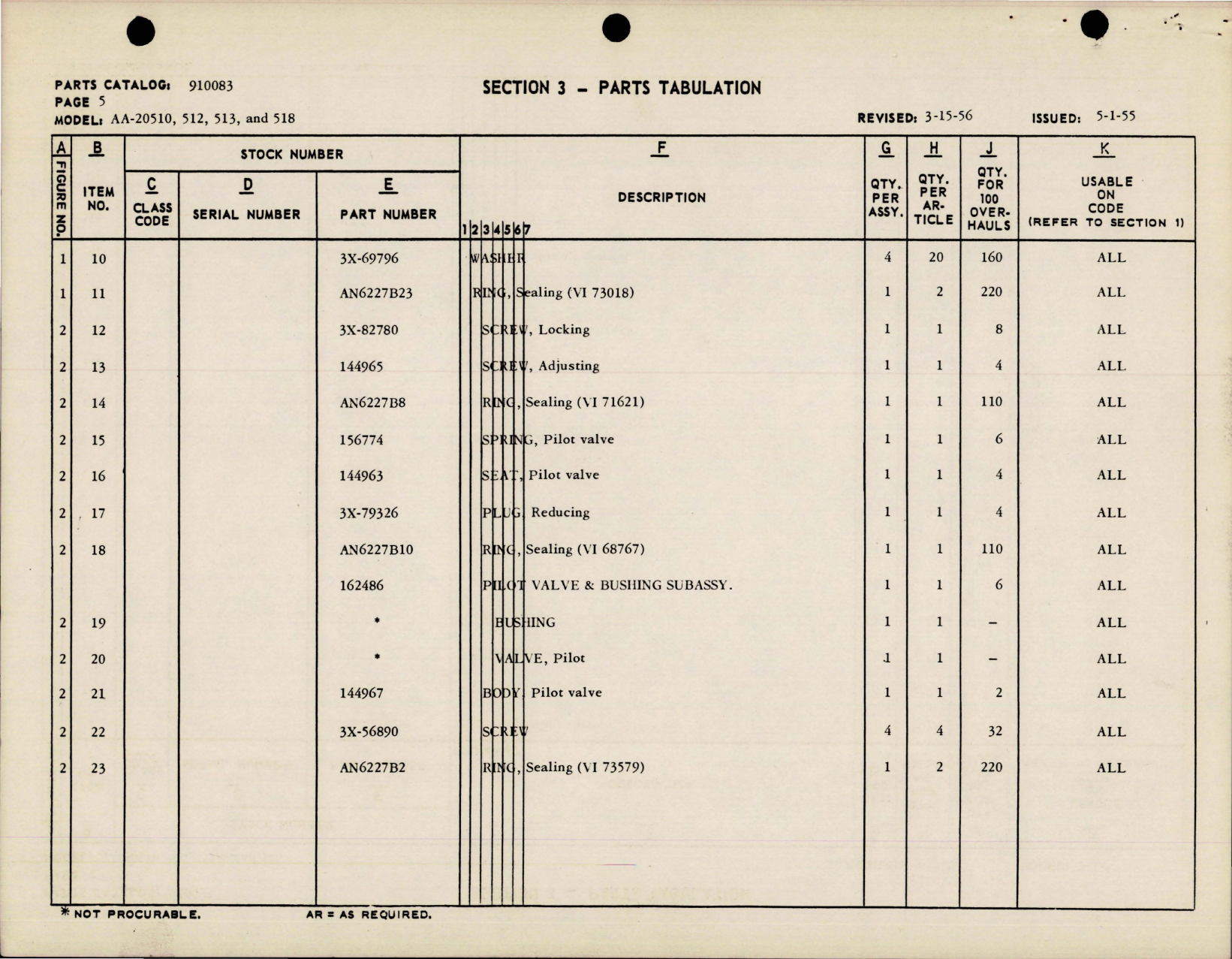 Sample page 7 from AirCorps Library document: Parts Catalog for Variable Displacement Pumps - AA-20510 Series 