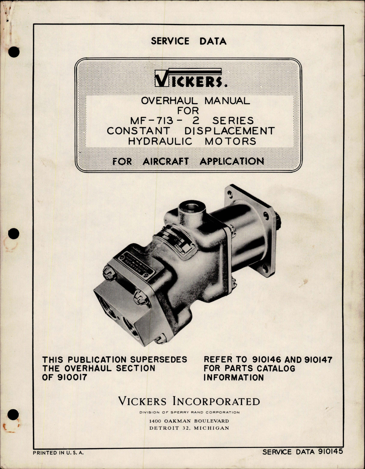 Sample page 1 from AirCorps Library document: Overhaul Instructions for Constant Displacement Hydraulic Motors - MF-713-2 Series 