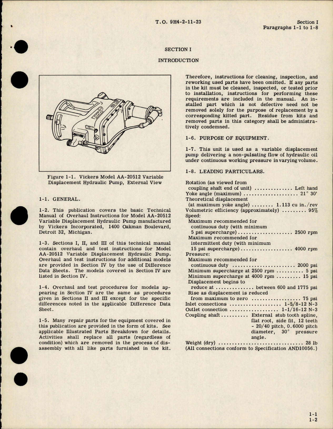 Sample page 5 from AirCorps Library document: Overhaul Instructions for Variable Displacement Hydraulic Pump - AA-20510 Series 