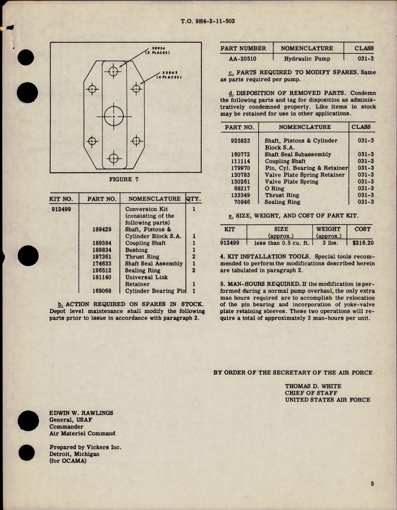 Sample page 5 from AirCorps Library document: Modification of Vickers Engine Driven Hydraulic Pumps - Model AA-20510