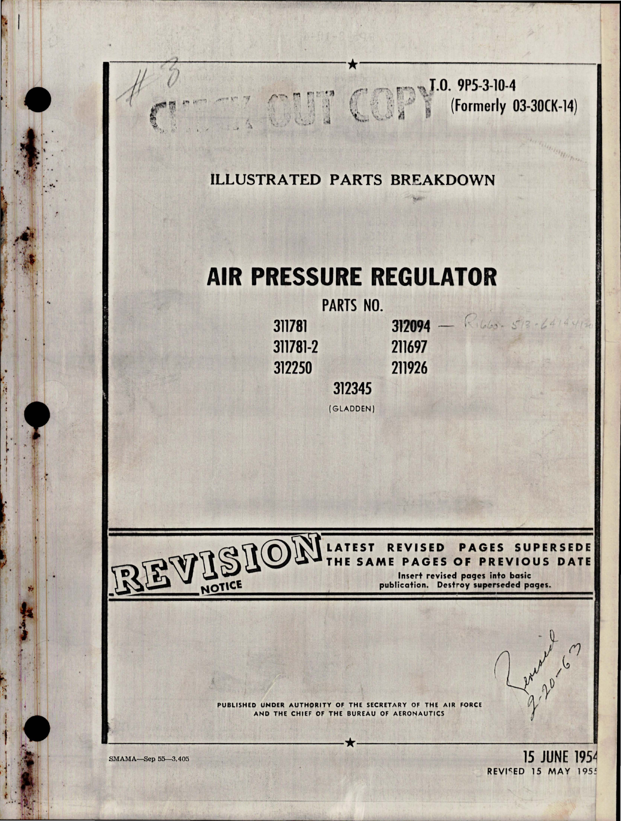 Sample page 1 from AirCorps Library document: Illustrated Parts Breakdown for Air Pressure Regulator 