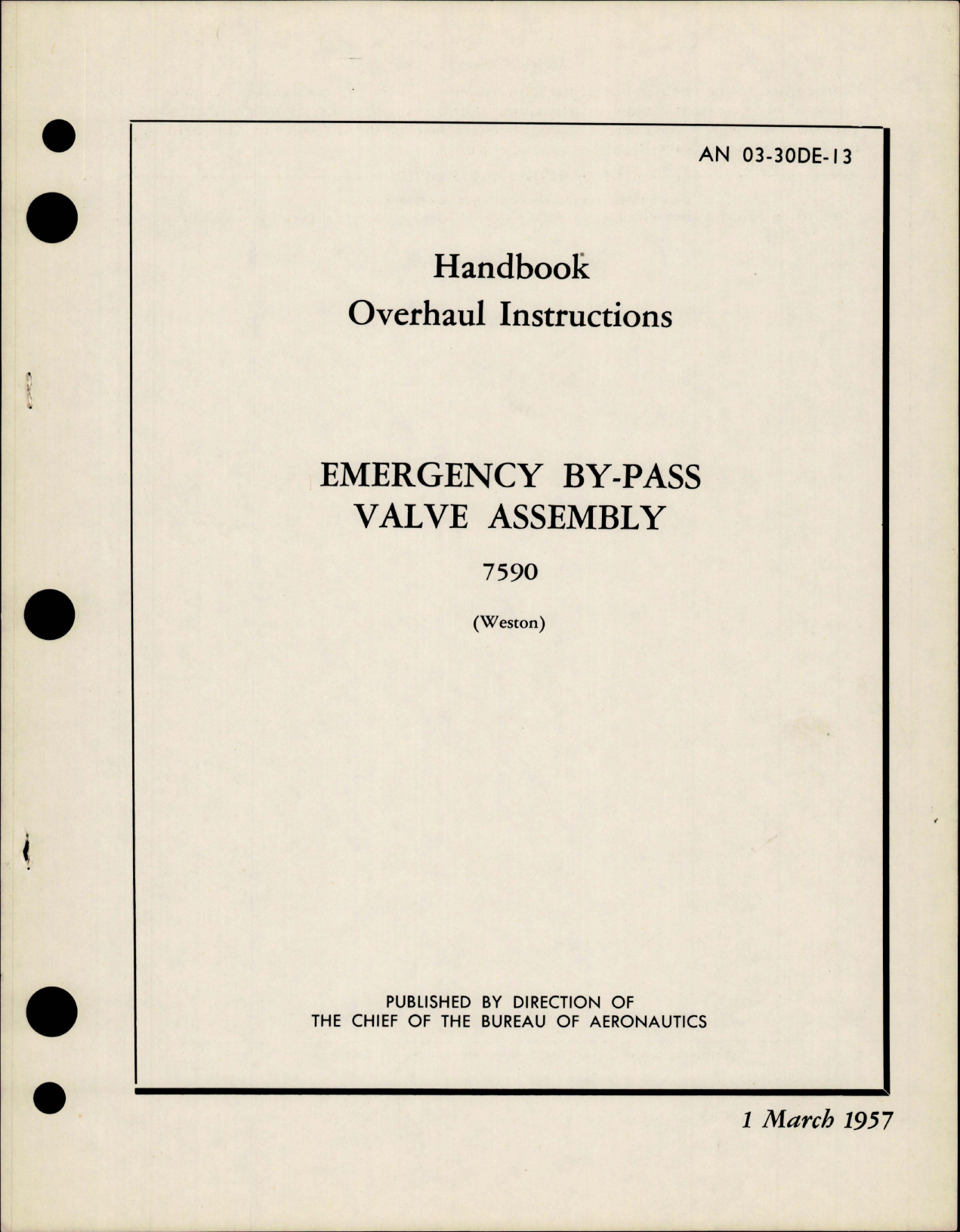 Sample page 1 from AirCorps Library document: Overhaul Instructions for Emergency By-Pass Valve Assembly - 7590 