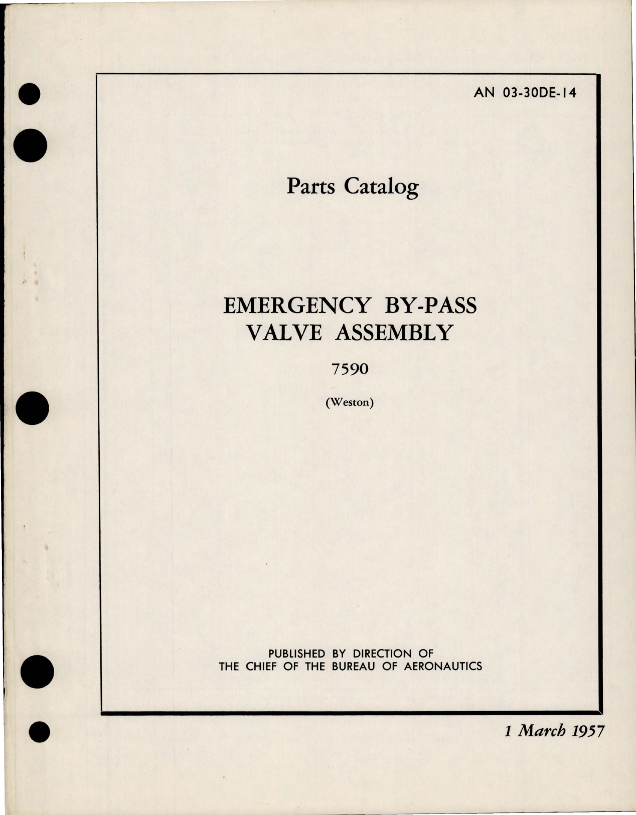 Sample page 1 from AirCorps Library document: Parts Catalog for Emergency By-Pass Valve Assembly - 7590 