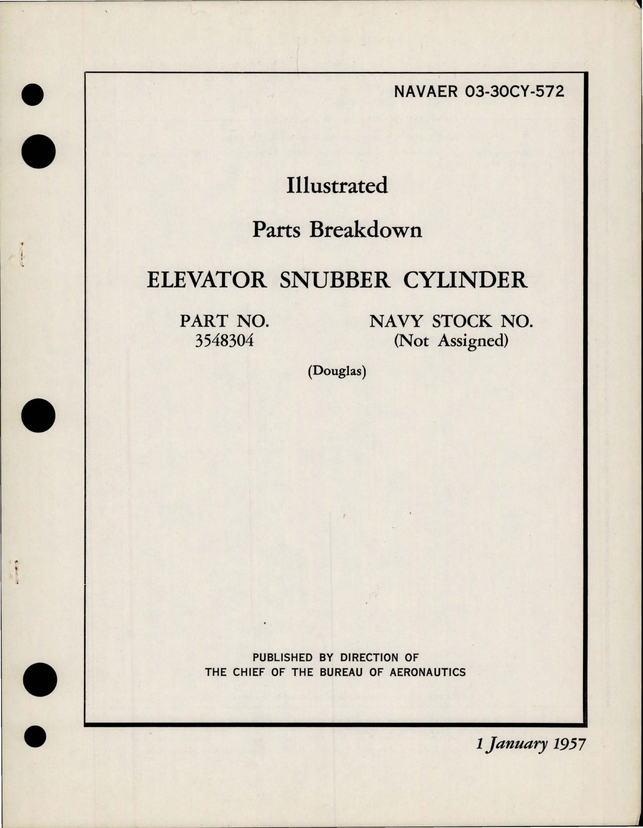 Sample page 1 from AirCorps Library document: Illustrated Parts Breakdown for Elevator Snubber Cylinder - Part 3548304