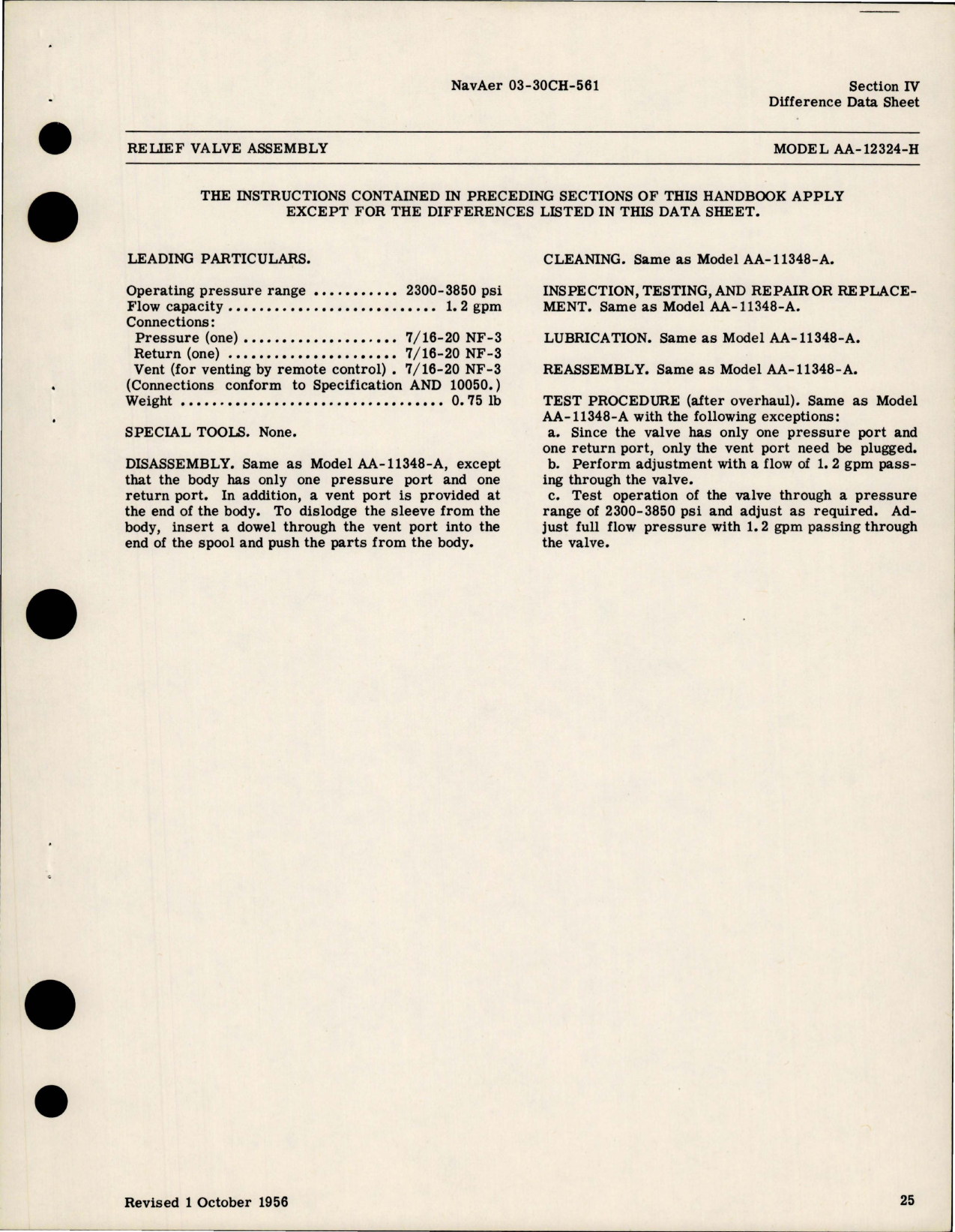 Sample page 5 from AirCorps Library document: Overhaul Instructions for Hydraulic Relief Valves 