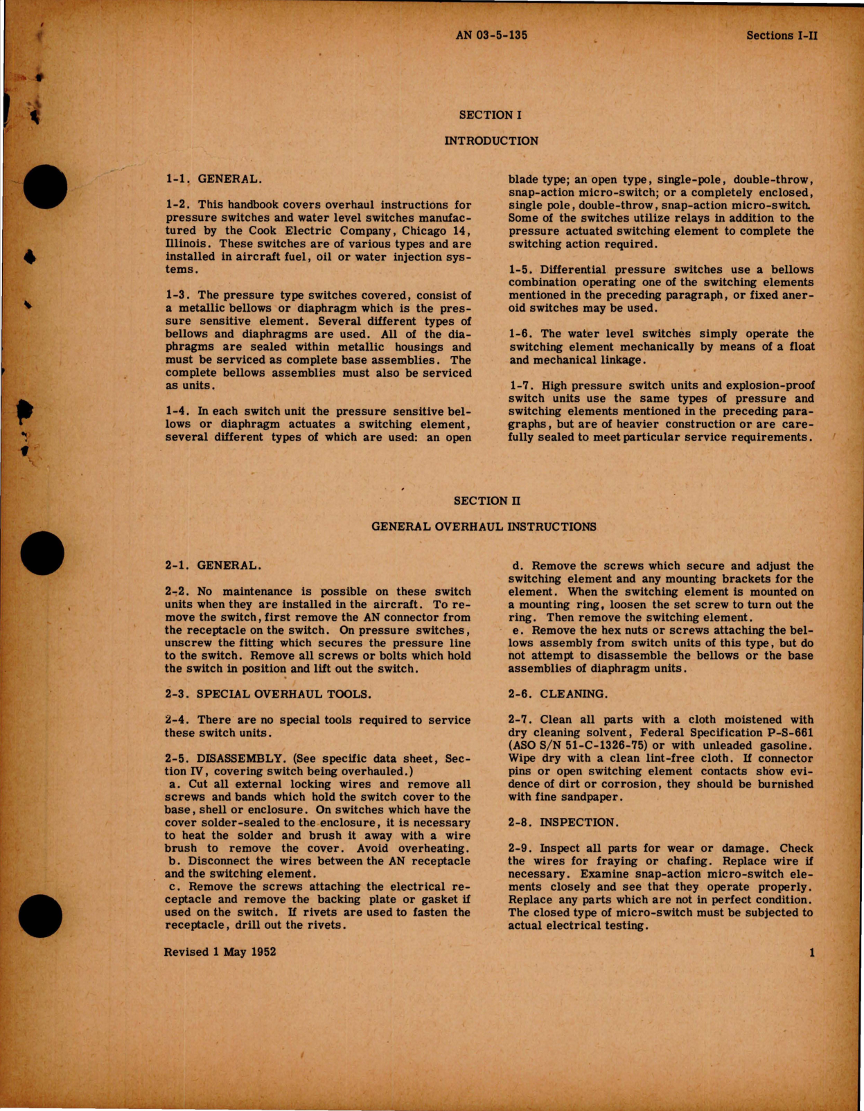 Sample page 5 from AirCorps Library document: Overhaul Instructions for Pressure Control Switches 