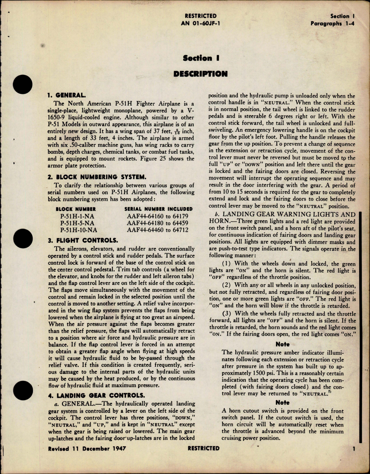 Sample page 5 from AirCorps Library document: Flight Operating Instructions for F-51H-1, F-51H-5 and F-51H-10