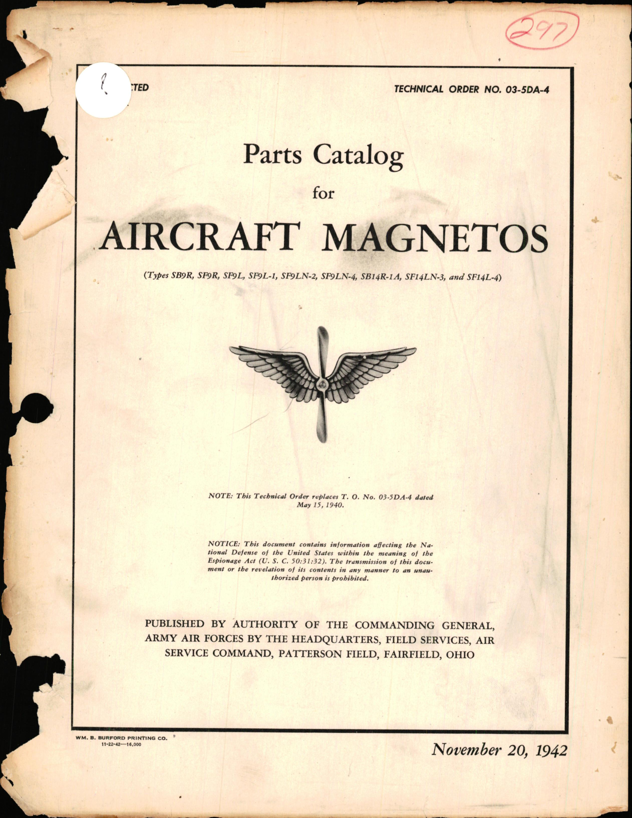 Sample page 1 from AirCorps Library document: Parts Catalog for Aircraft Magnetos