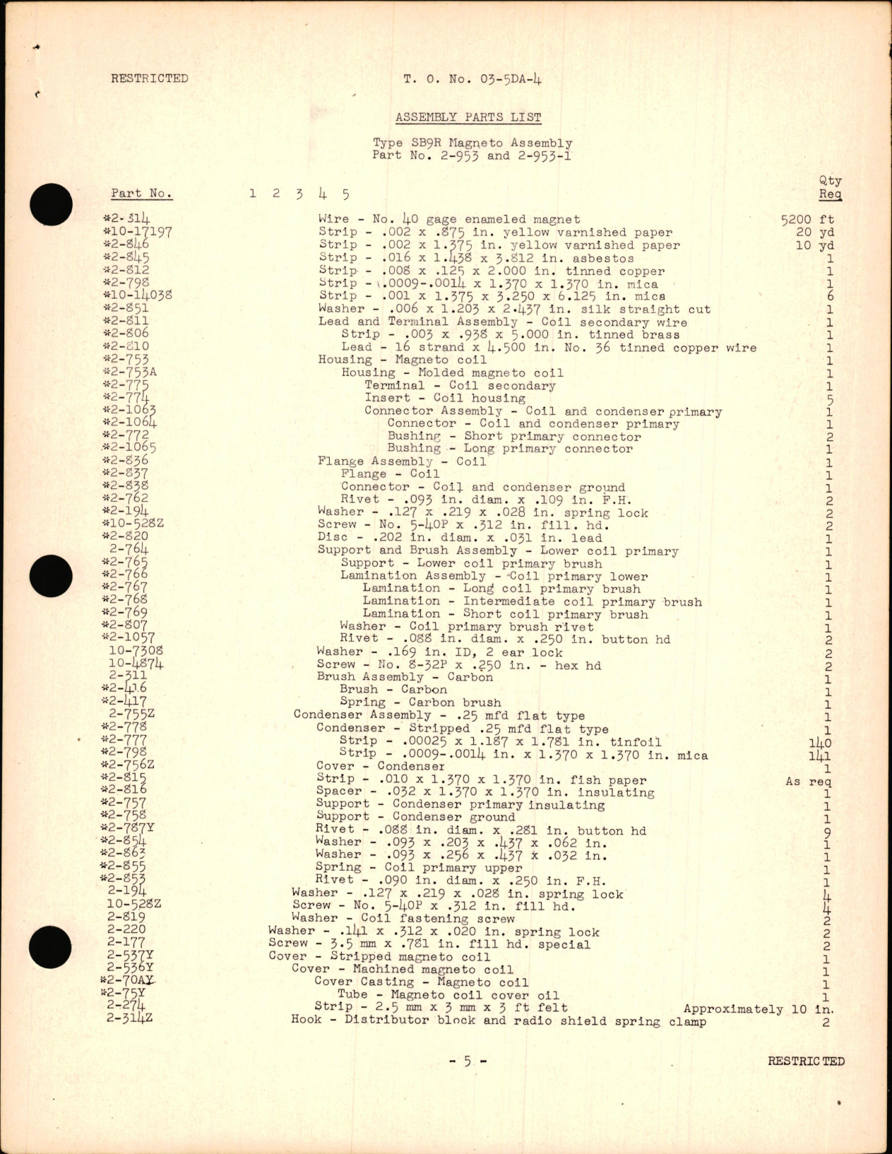 Sample page 9 from AirCorps Library document: Parts Catalog for Aircraft Magnetos