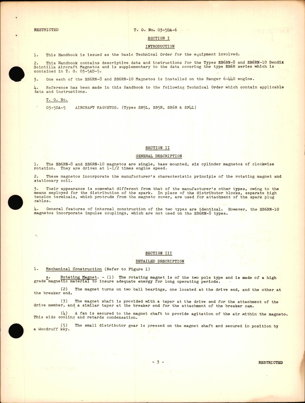 Sample page 5 from AirCorps Library document: Instructions with Parts Catalog for Type SB6RN-8 & SB6RN-10 Aircraft Magnetos