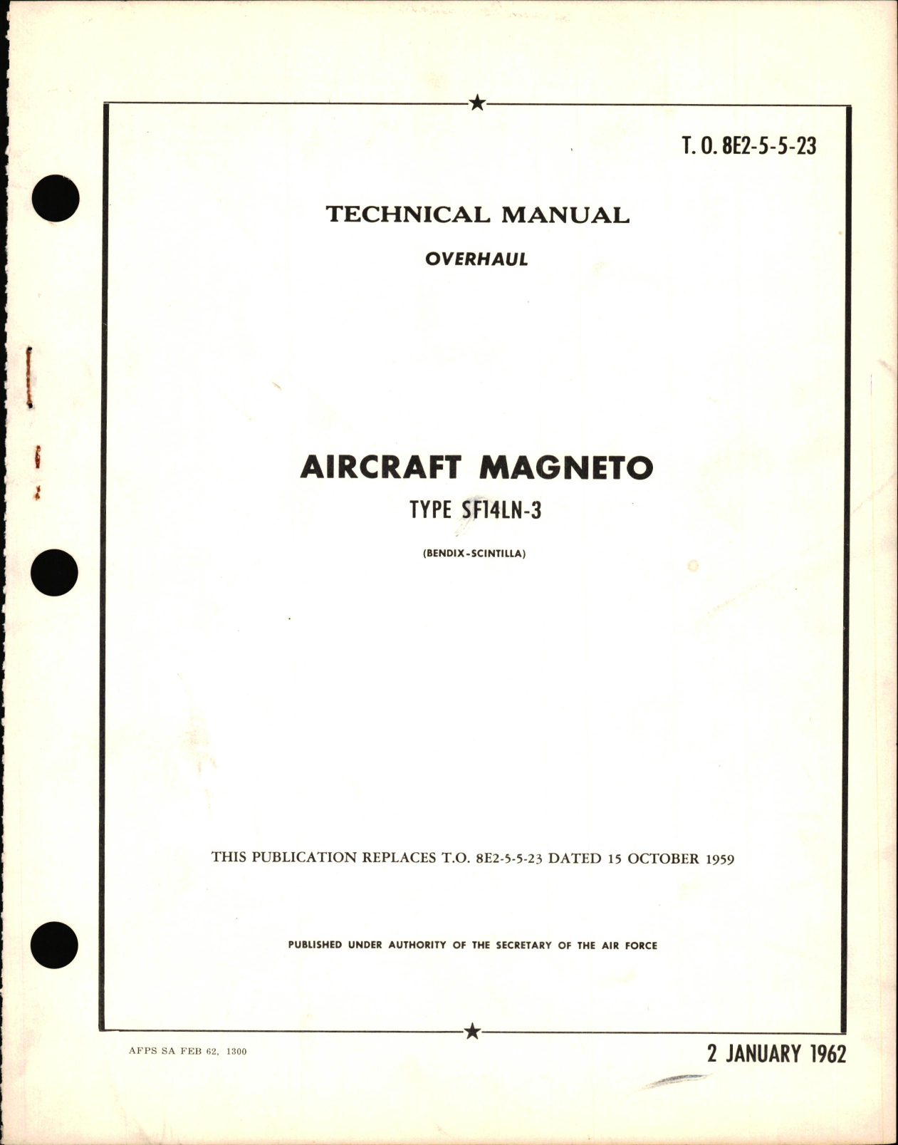 Sample page 1 from AirCorps Library document: Overhaul Manual for Aircraft Magneto Type SF14LN-3