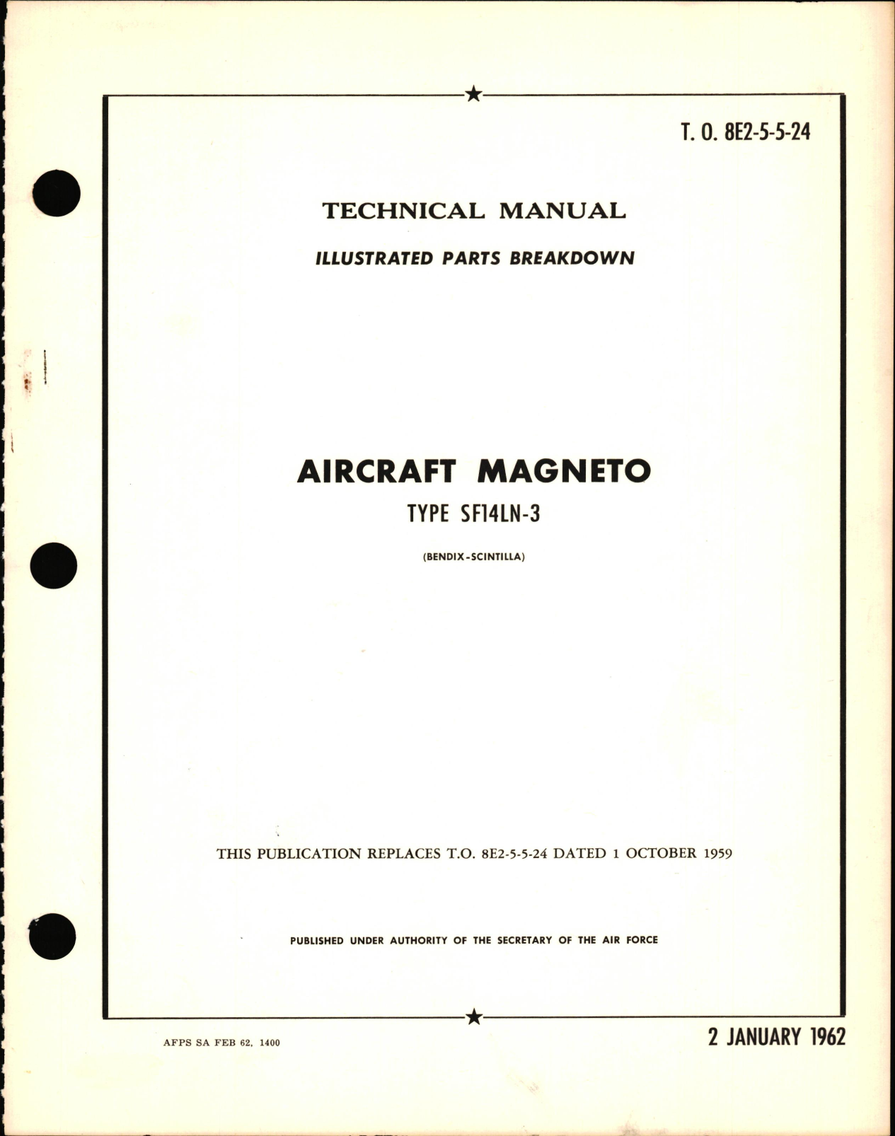Sample page 1 from AirCorps Library document: Illustrated Parts Breakdown for Aircraft Magneto Type SF14LN3