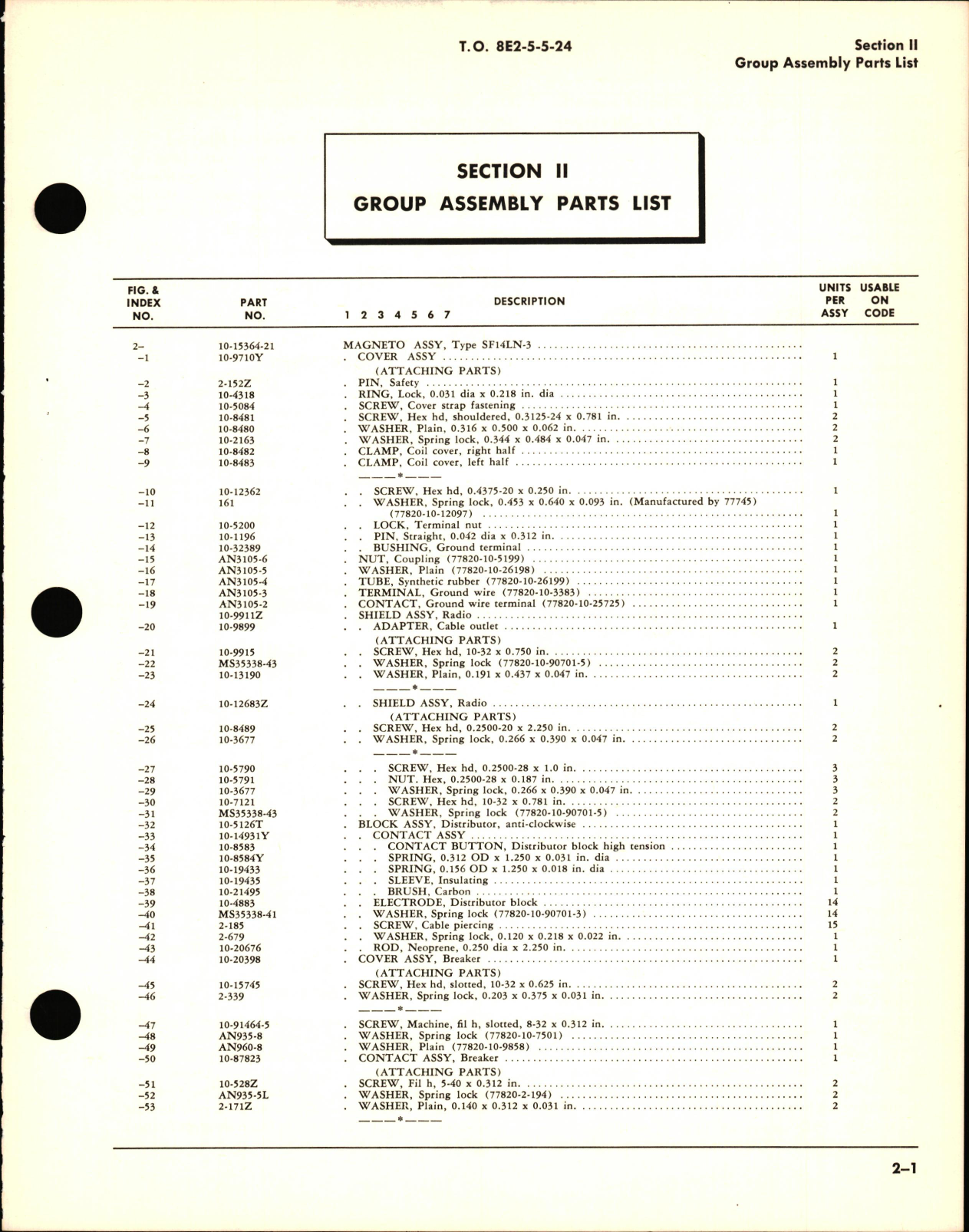 Sample page 5 from AirCorps Library document: Illustrated Parts Breakdown for Aircraft Magneto Type SF14LN3