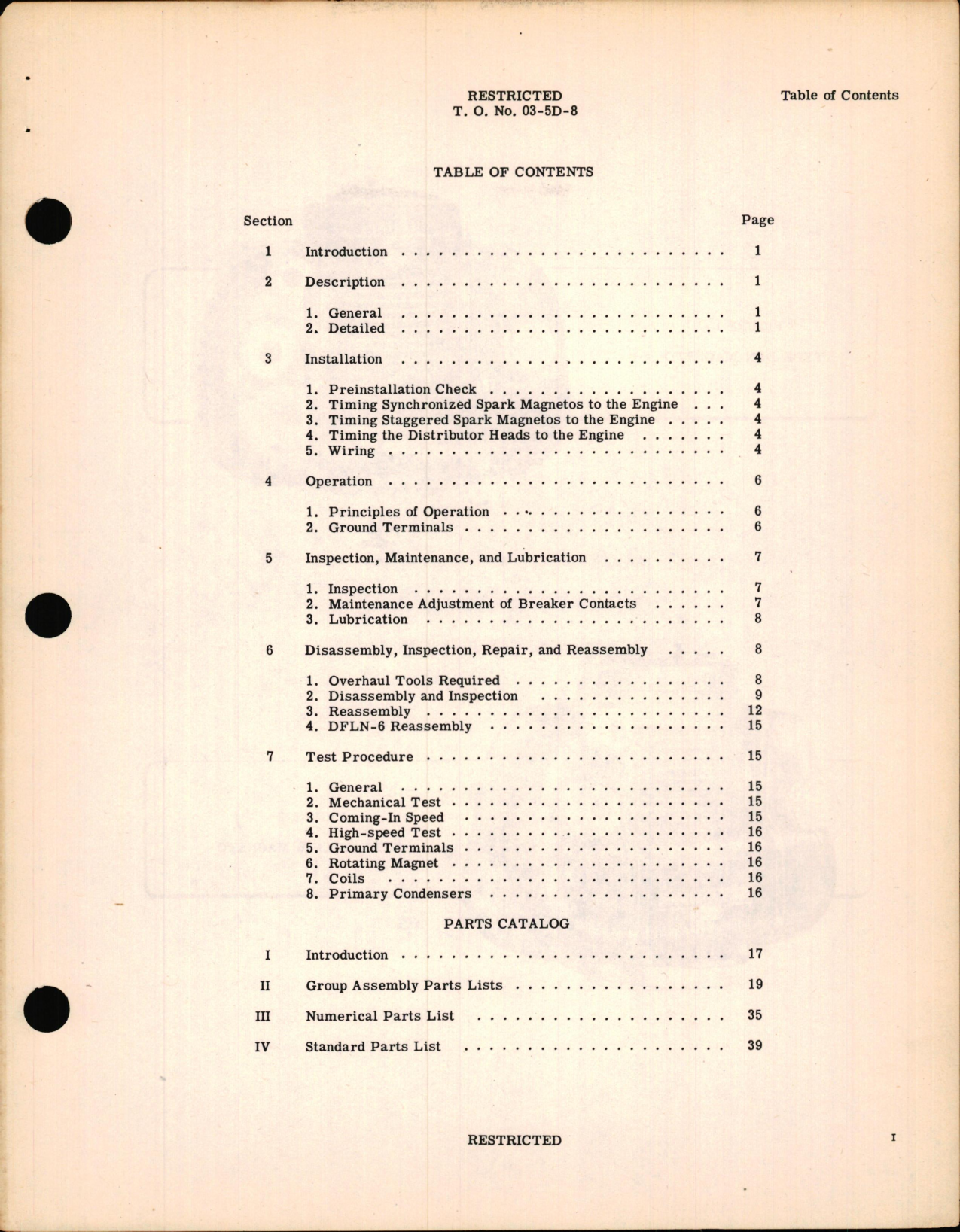 Sample page 5 from AirCorps Library document: Instructions with Parts Catalog for Types DFN and DFLN-6 Magnetos 