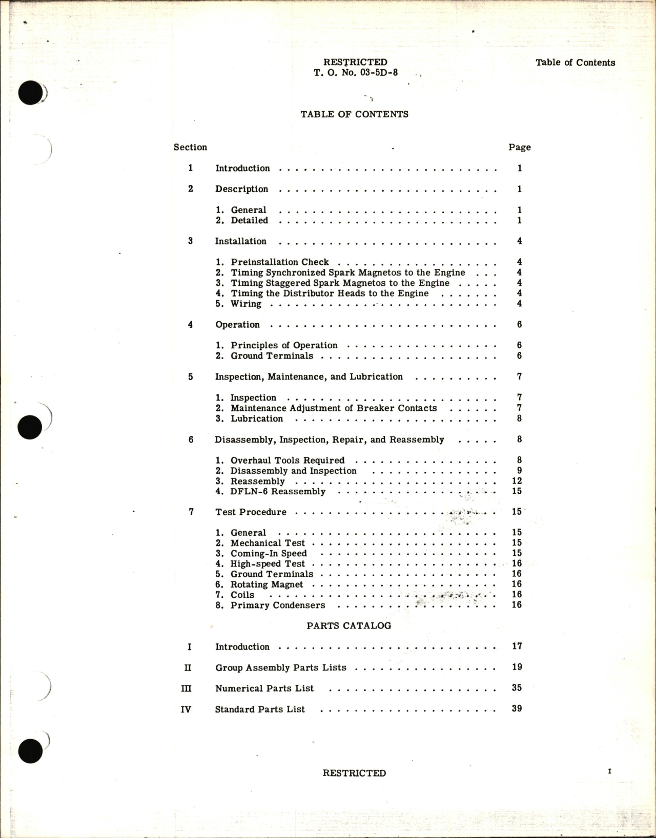 Sample page 5 from AirCorps Library document: Instructions with Parts Catalog for Types DFN and DFLN-6 Magnetos 