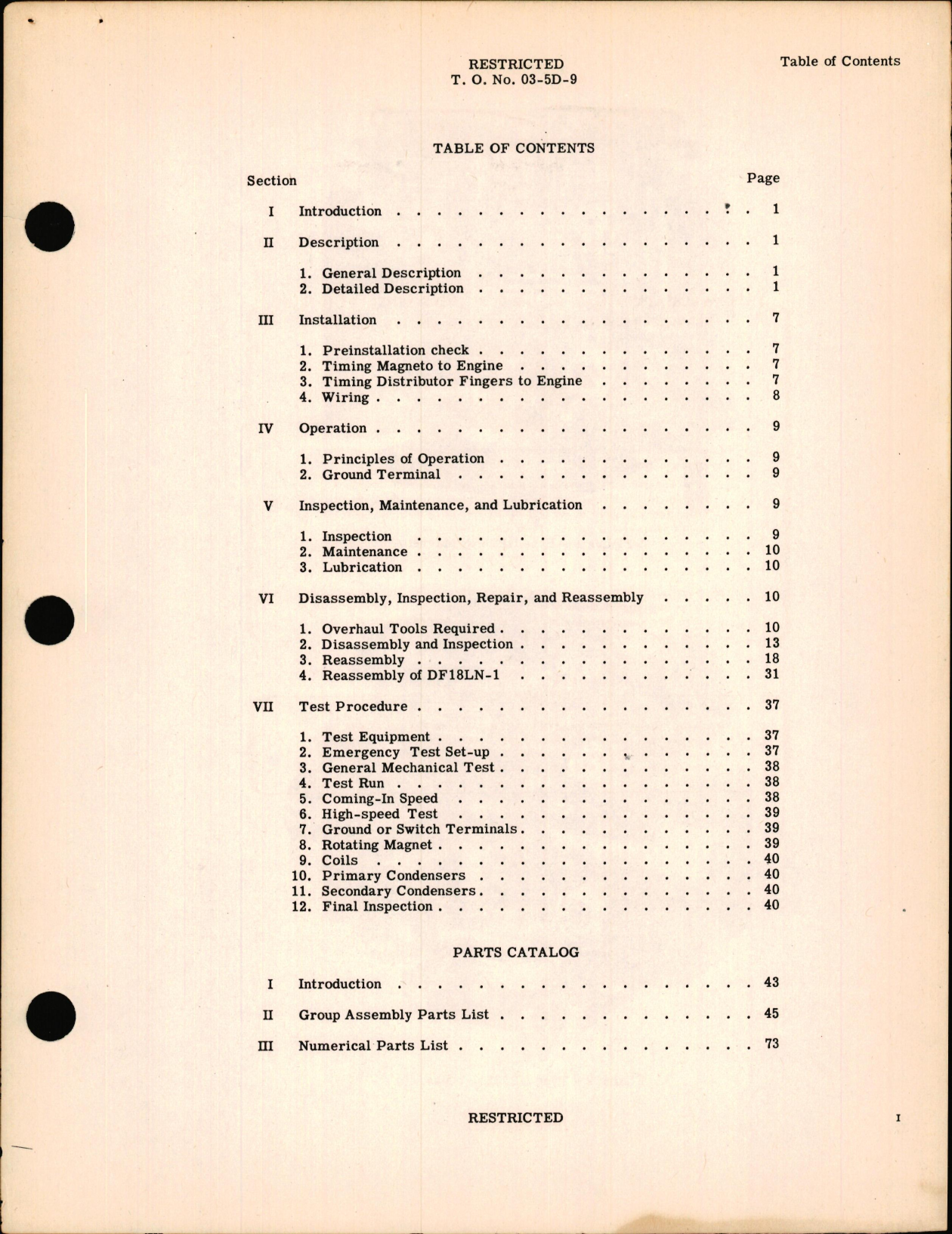Sample page 5 from AirCorps Library document: Instructions with Parts Catalog for Type DF18LN, RN, & LN-1 Aircraft Magnetos