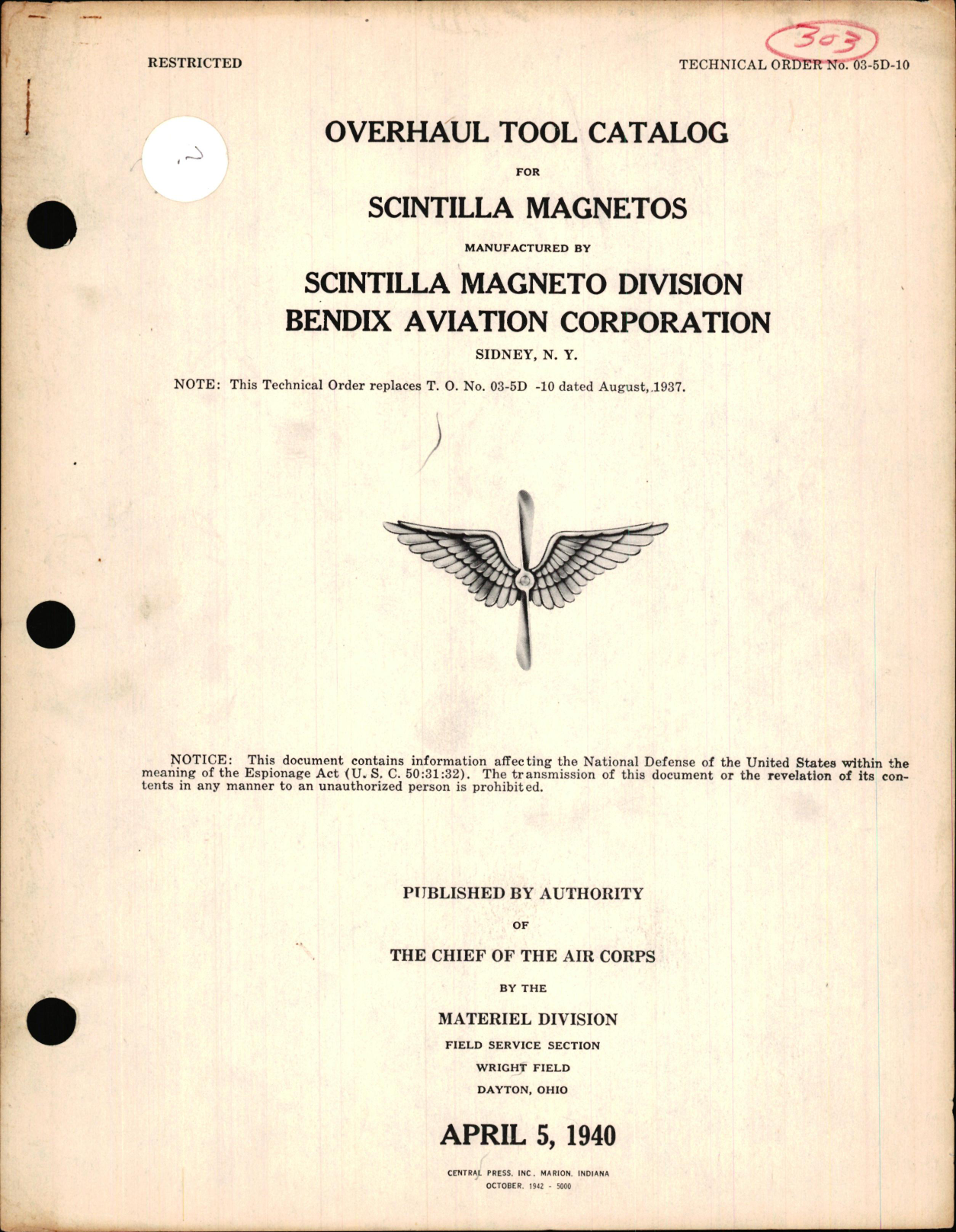 Sample page 1 from AirCorps Library document: Overhaul Tool Catalog for Scintilla Magnetos