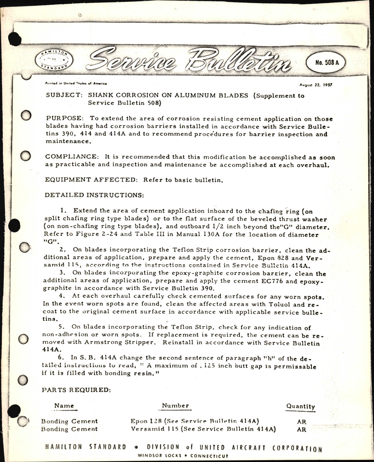 Sample page 1 from AirCorps Library document: Shank Corrosion on Aluminum Blades