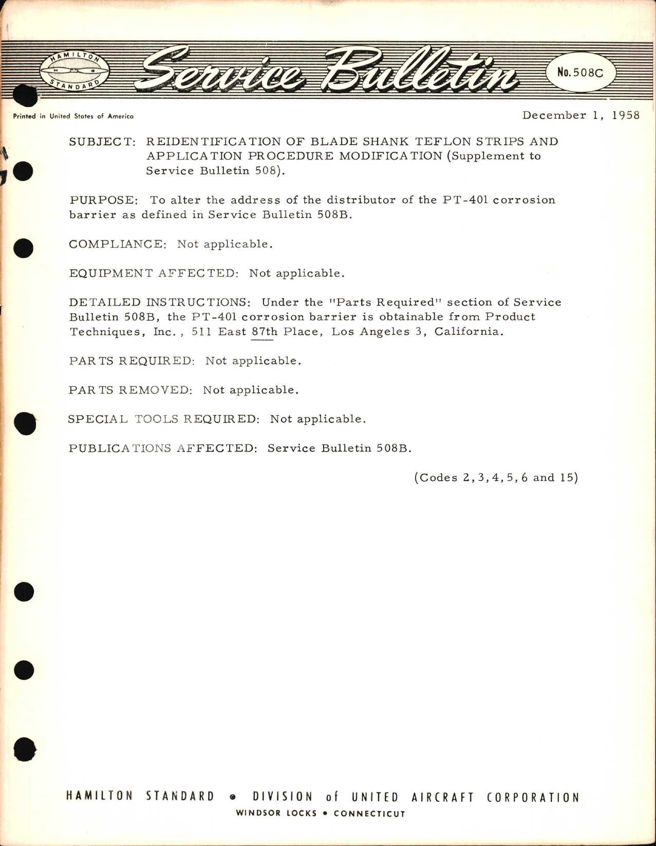 Sample page 1 from AirCorps Library document: Reidentification of Blade Shank Teflon Strips and Application Procedure Modification