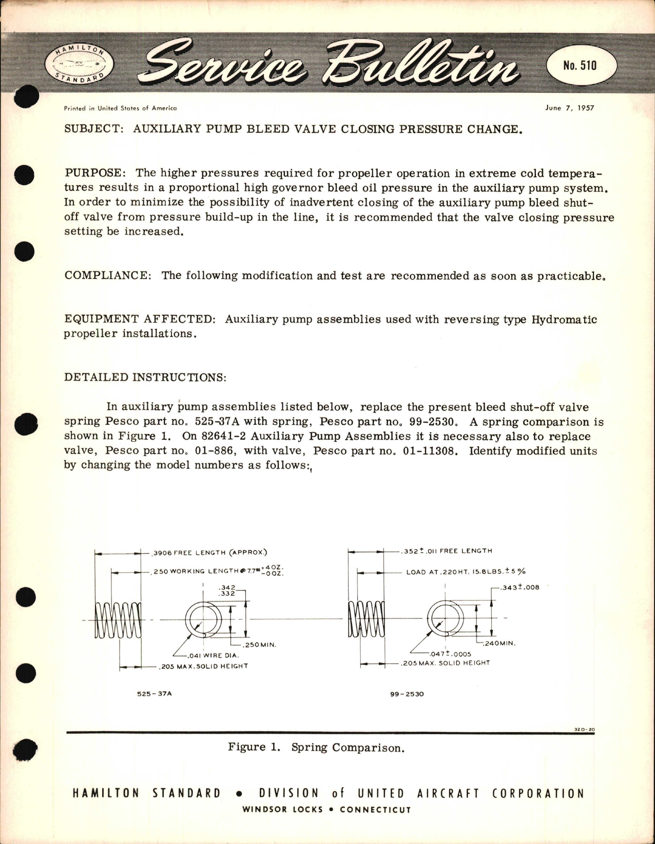 Sample page 1 from AirCorps Library document: Auxiliary Pump Bleed Valve Closing Pressure Change