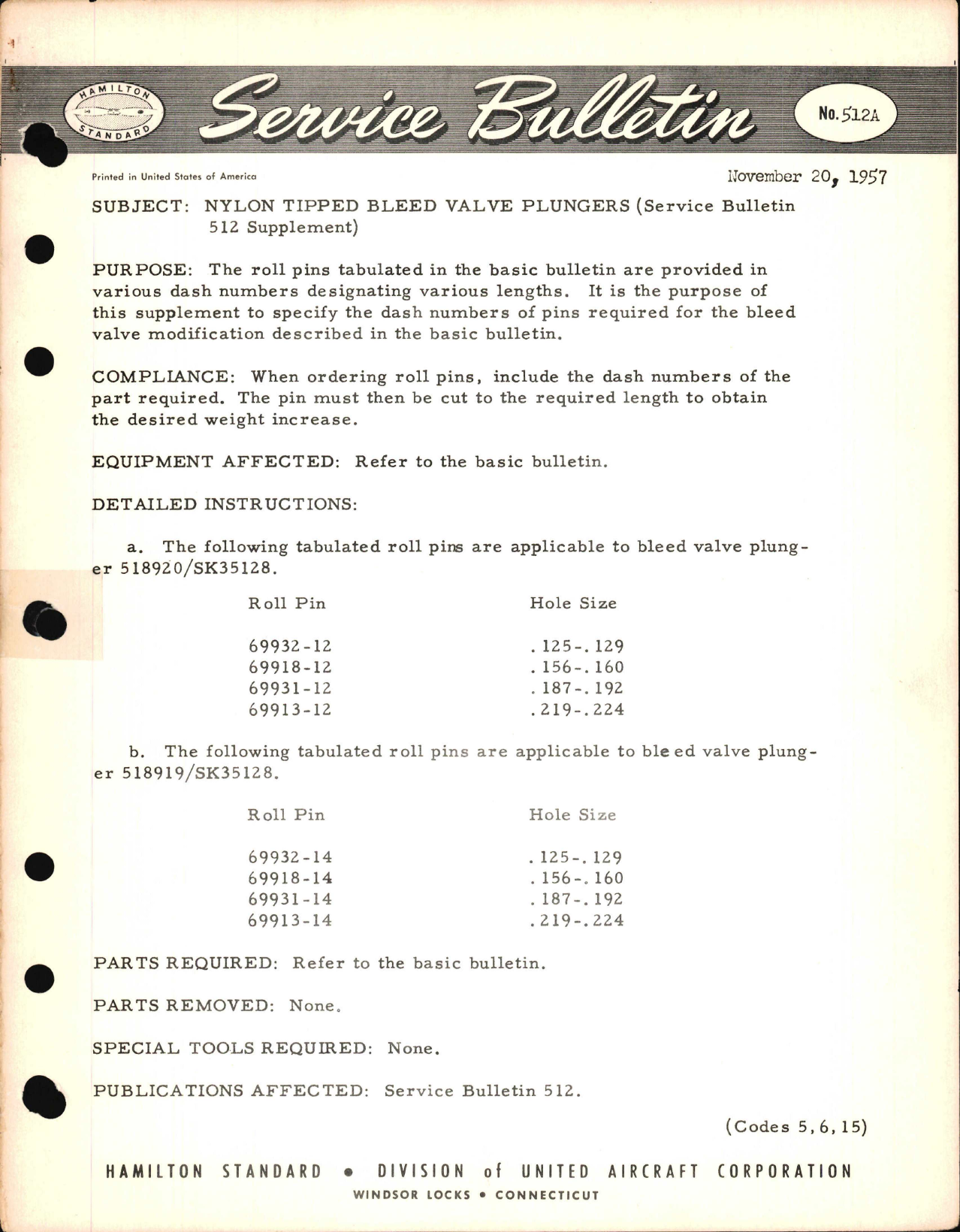 Sample page 1 from AirCorps Library document: Nylon Tipped Bleed Valve Plungers for Pitch Lock Propellers