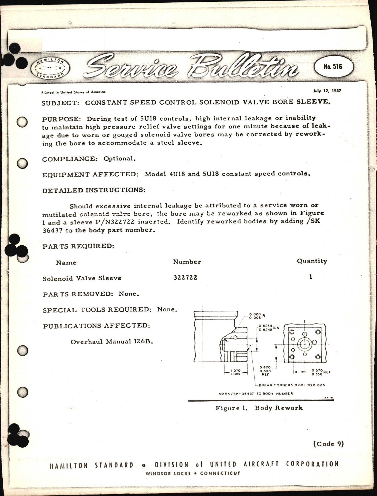 Sample page 1 from AirCorps Library document: Constant Speed Control Solenoid Valve Bore Sleeve