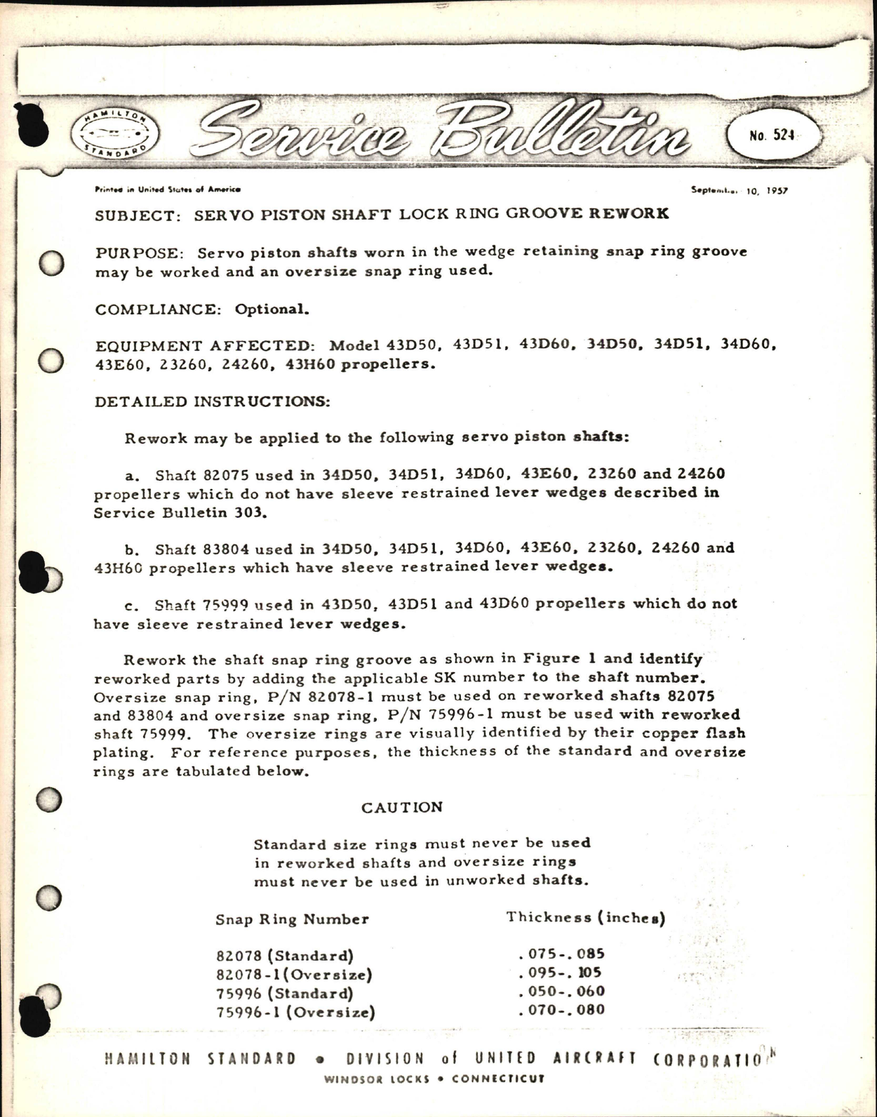 Sample page 1 from AirCorps Library document: Servo Piston Shaft Lock Ring Groove Rework