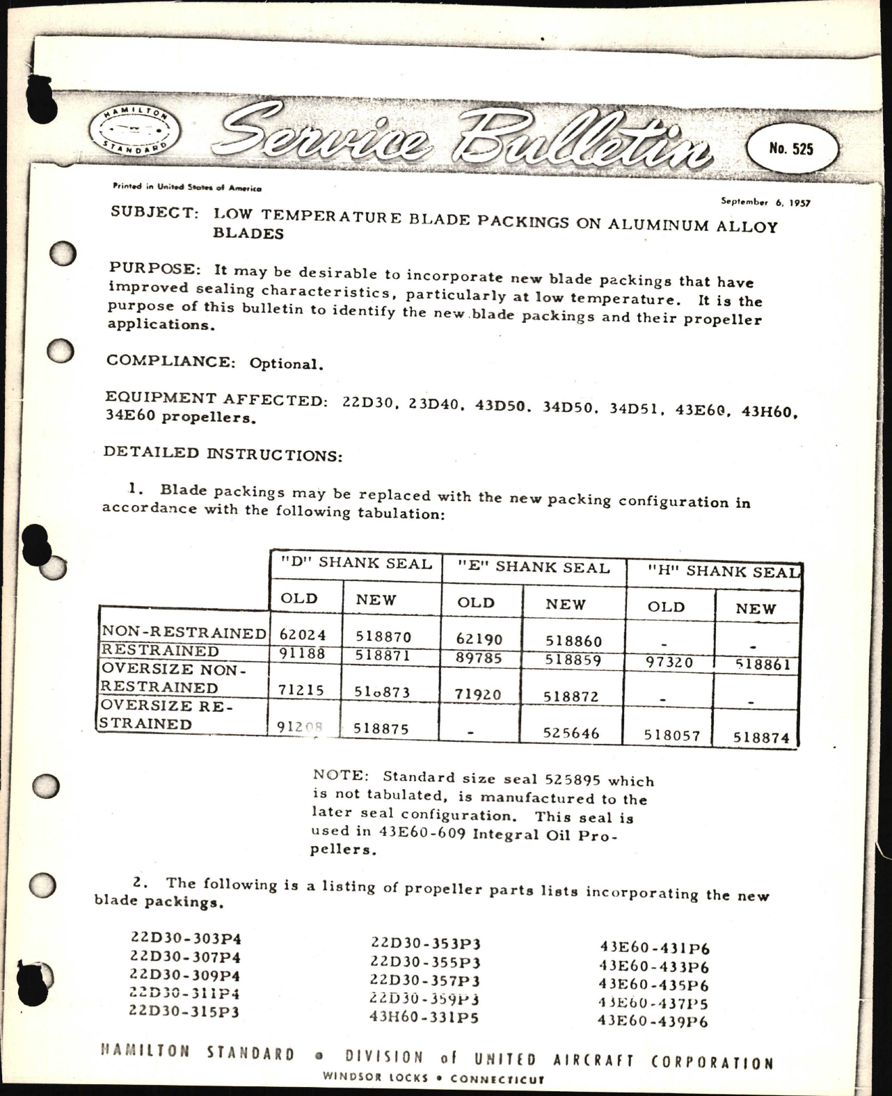 Sample page 1 from AirCorps Library document: Low Temperature Blade Packings on Aluminum Alloy Blades