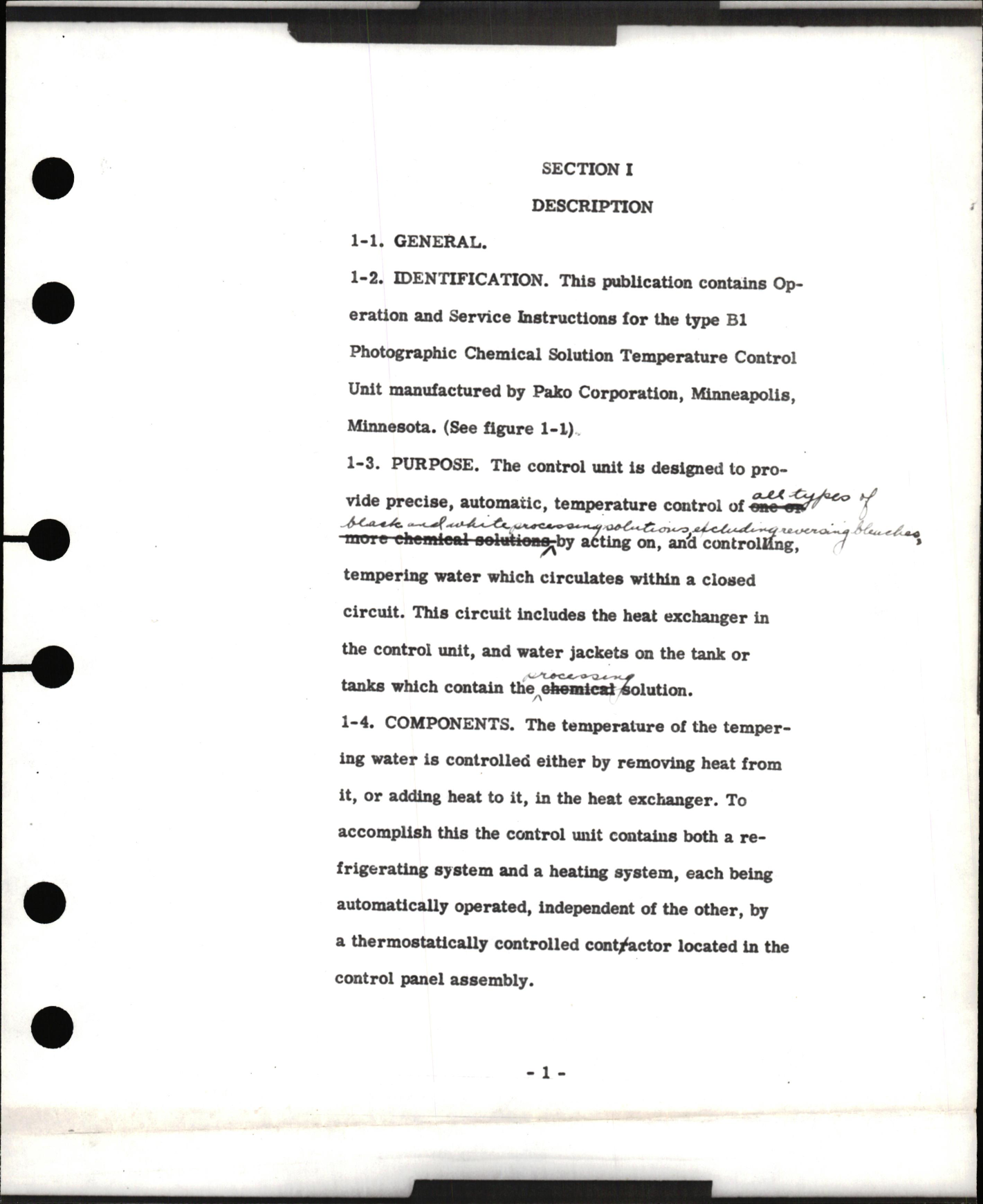 Sample page 5 from AirCorps Library document: Handbook of Operation and Service for Type B-1 Temperature Control Unit