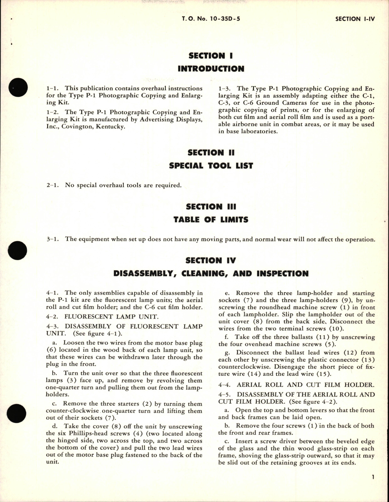 Sample page 5 from AirCorps Library document: Overhaul Instructions for Type P-1 Photographic Copying and Enlarging Kit