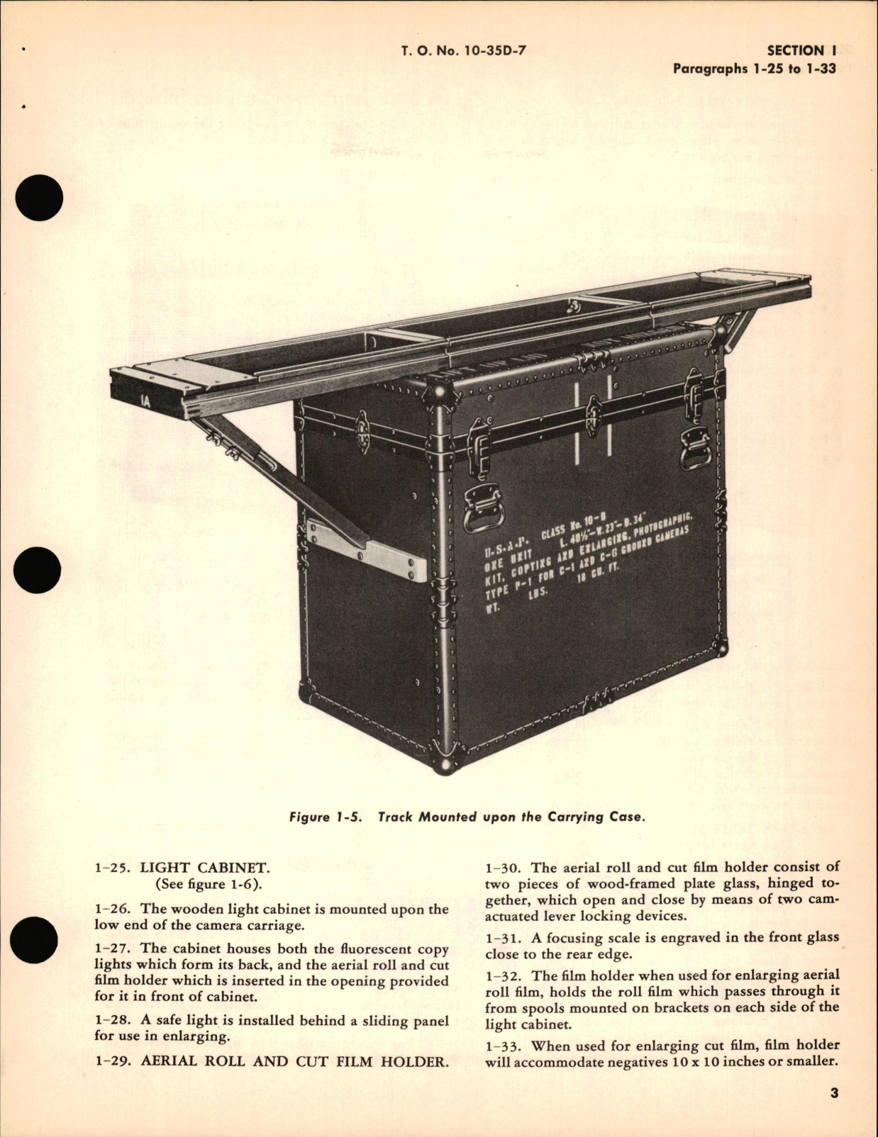 Sample page 7 from AirCorps Library document: Operating & Service Instructions for Type P-1 Photographic Copying & Enlarging Kit