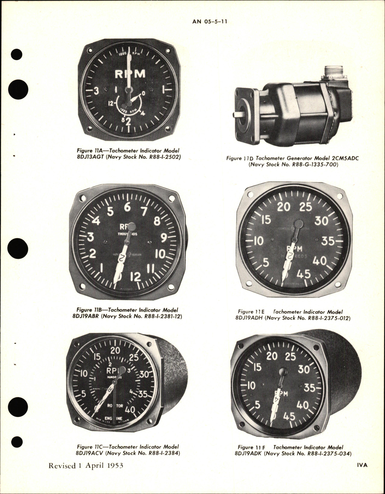Sample page 9 from AirCorps Library document: Installation, Operation, Service, & Overhaul Instructions for Electric Tachometer Generators, Electric Tachometer Indicators, & Electric Synchroscopes 