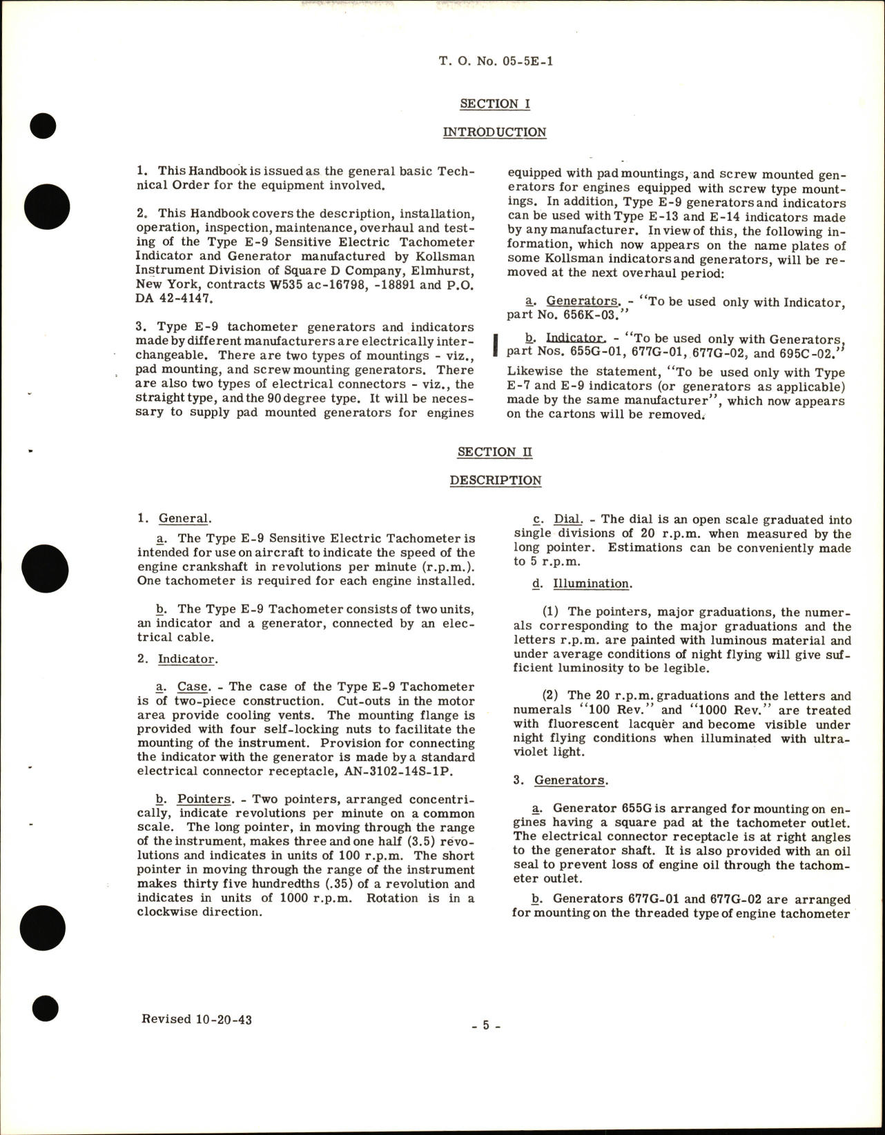 Sample page 9 from AirCorps Library document: Operation, Service, & Overhaul Instructions  with Parts Catalog for Type E-9 Sensitive Electric Tachometers