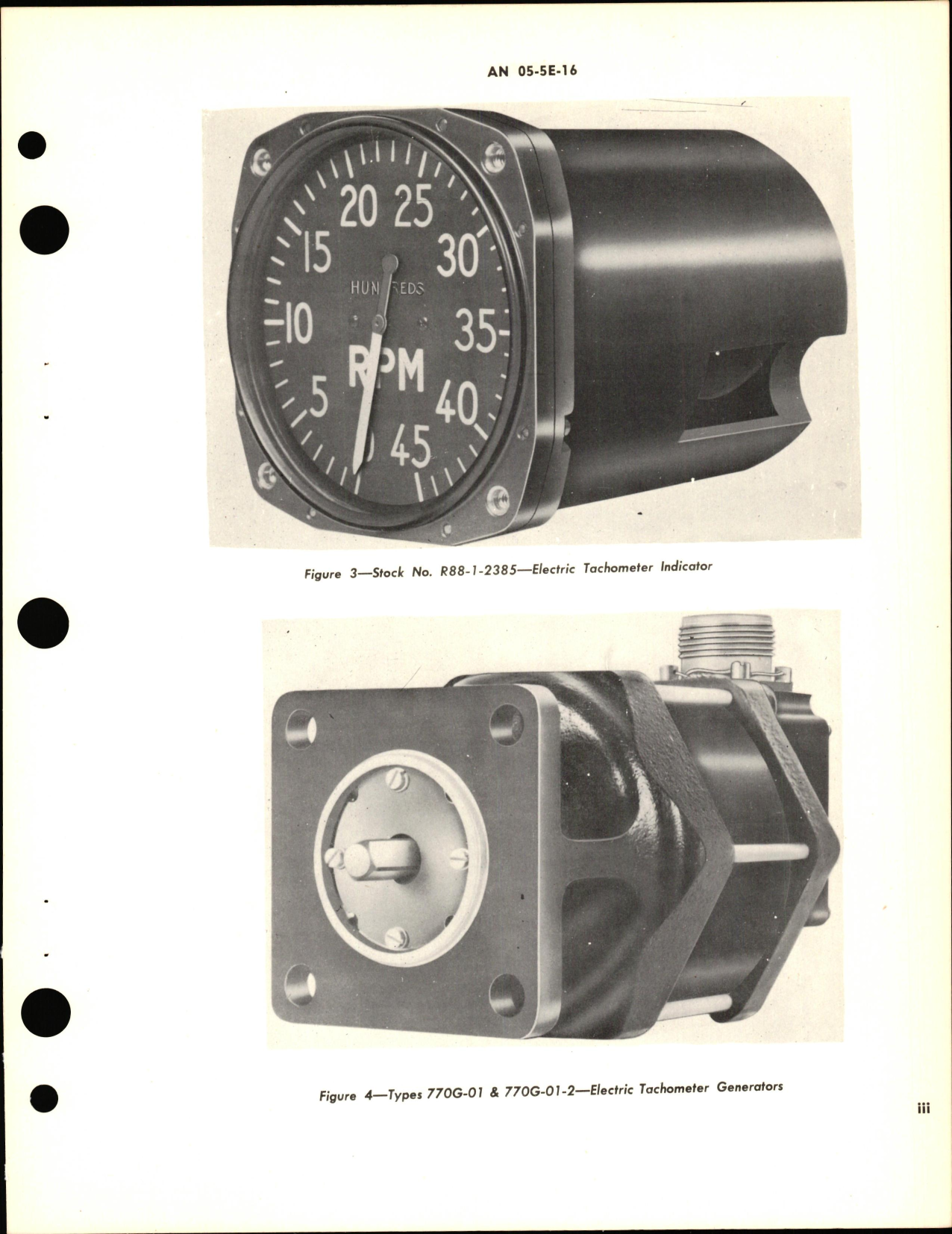 Sample page 5 from AirCorps Library document: Operation, Service, & Overhaul Instructions with Parts Catalog for Electric Tachometers and Generators Types E13, E-23, AN5530-1, AN5531-1, & -2