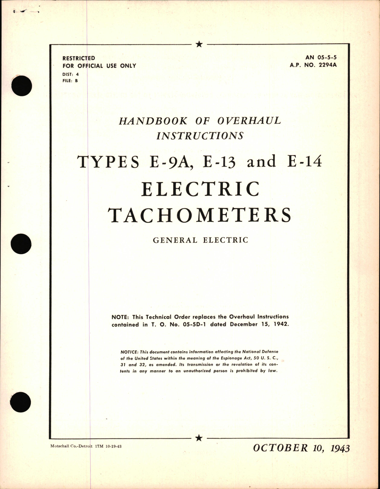 Sample page 5 from AirCorps Library document: Overhaul Instructions for Type E-9A, E-13, & E-14 Electric Tachometers