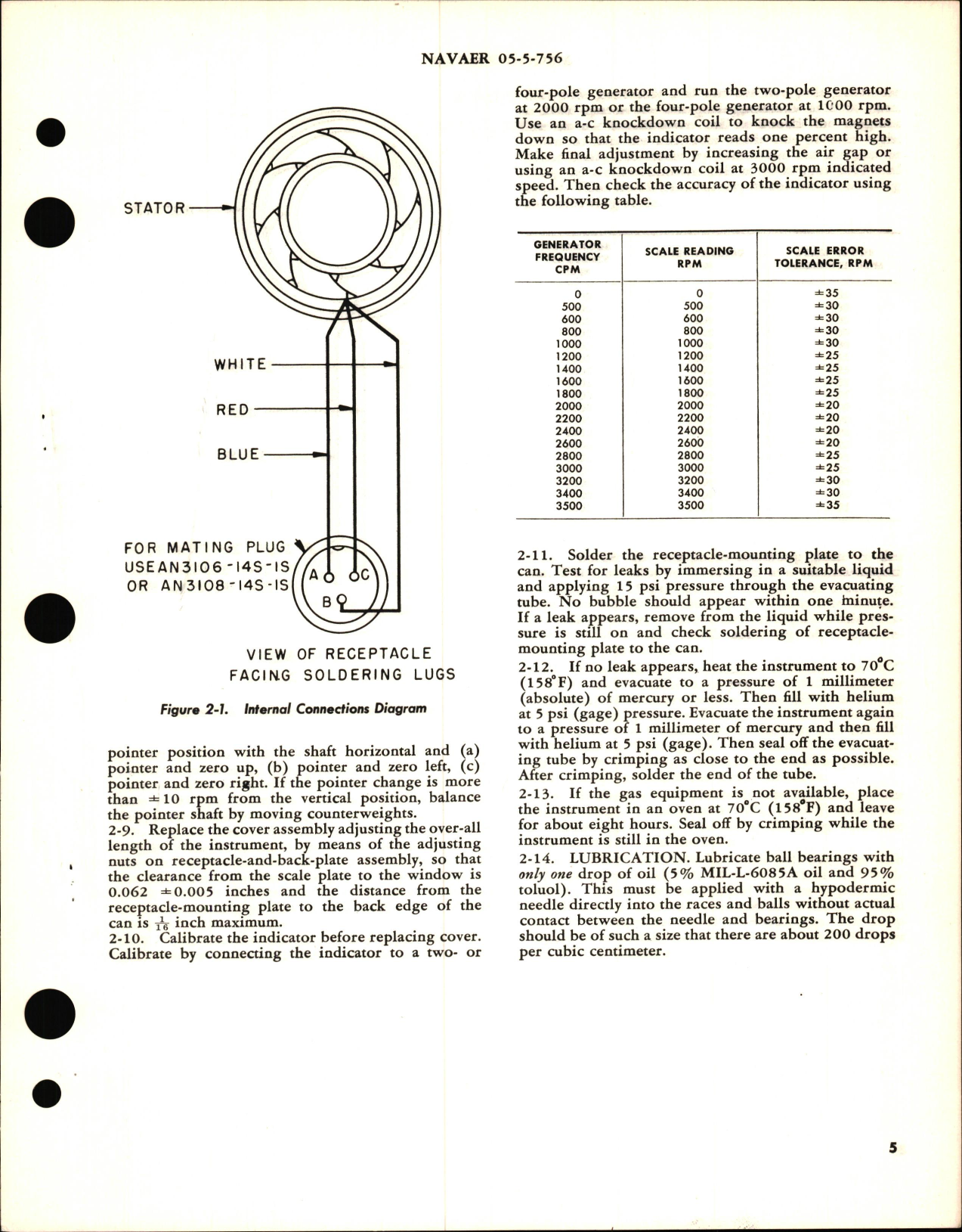 Sample page 5 from AirCorps Library document: Operation, Service, & Overhaul Instructions with Parts Breakdown for Tachometer Indicator Model 8DJ57GAB1