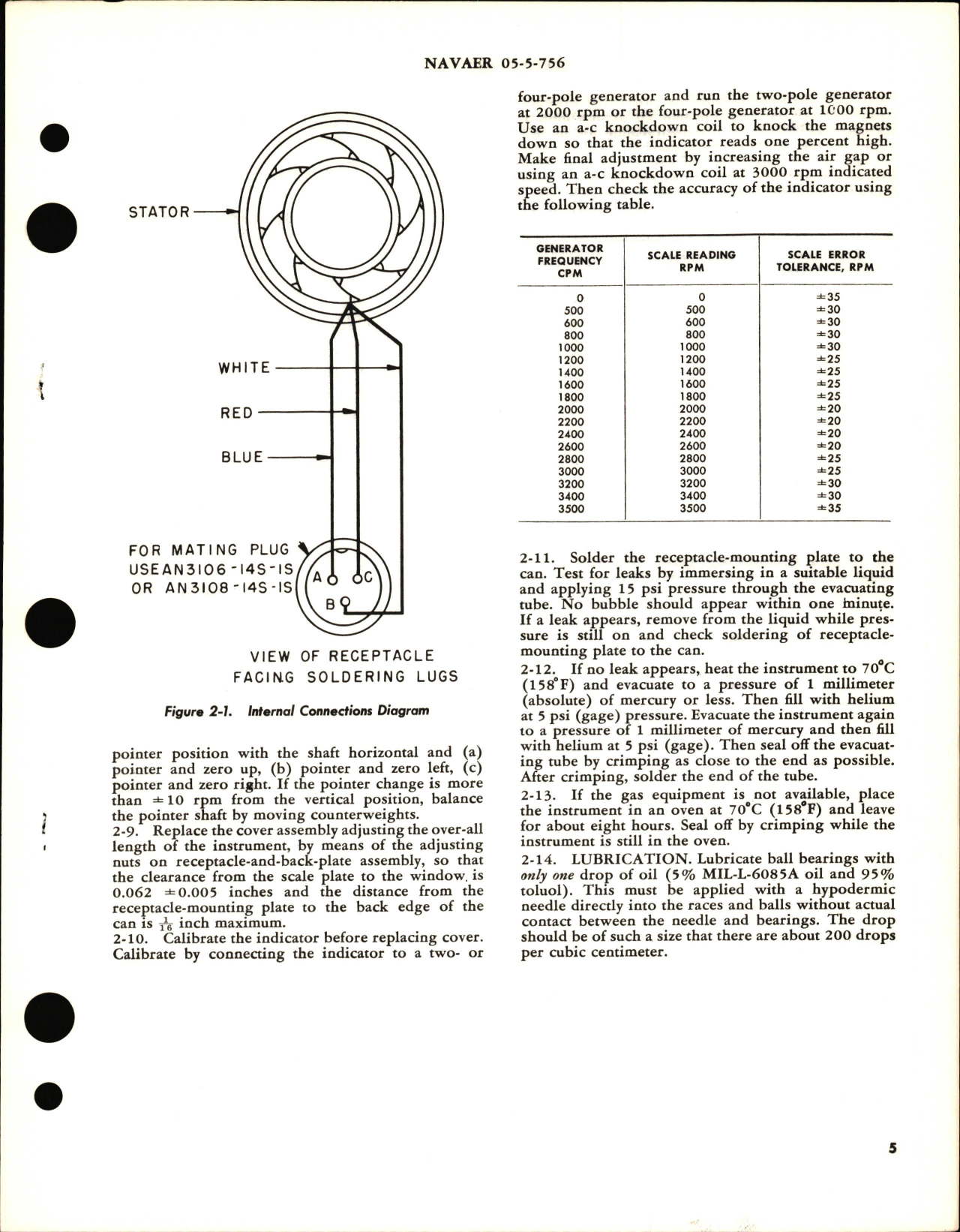 Sample page 5 from AirCorps Library document: Operation, Service, & Overhaul Instructions with Parts Breakdown for Tachometer Indicator Model 8DJ57GAB1