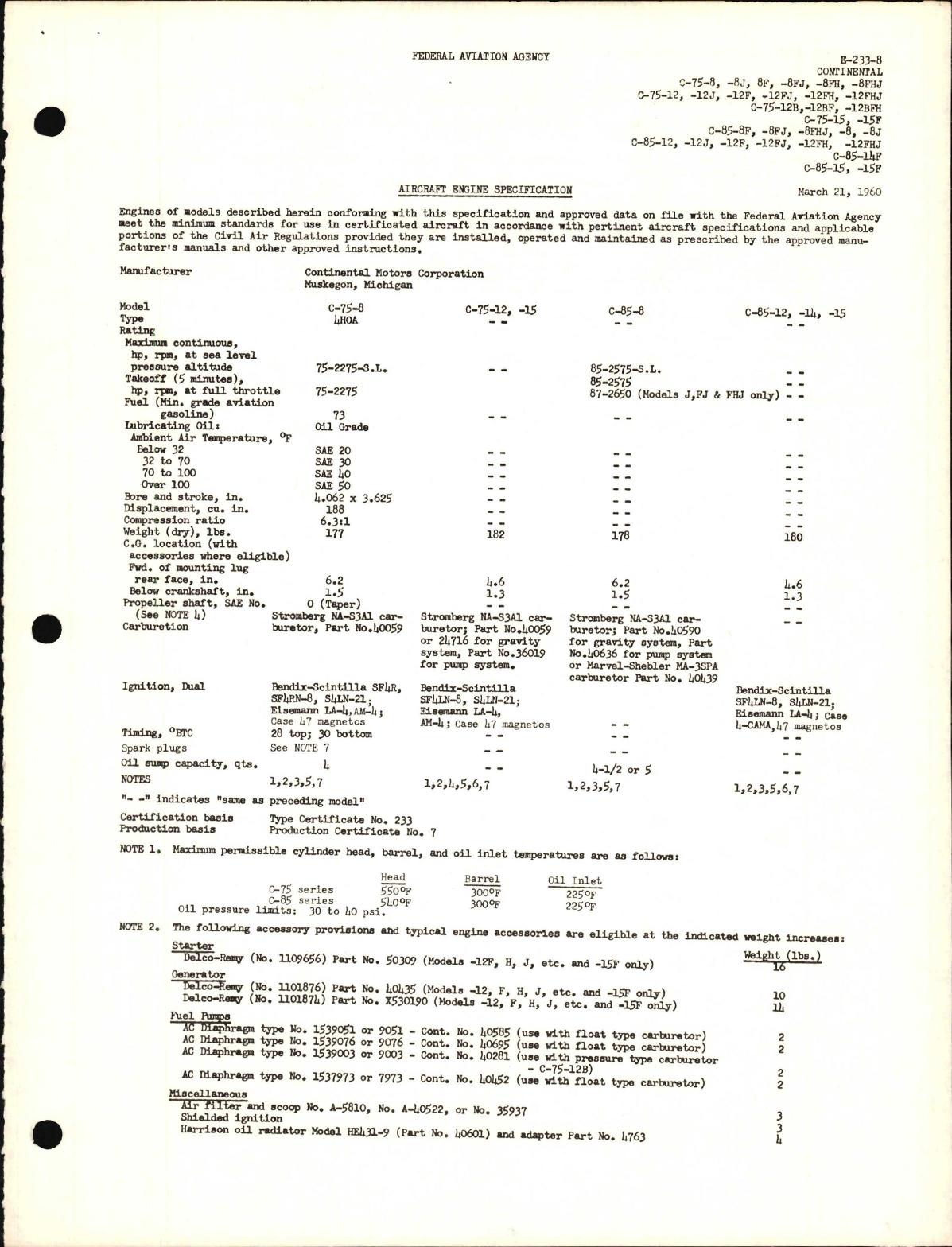 Sample page 1 from AirCorps Library document: C-75 and C-85