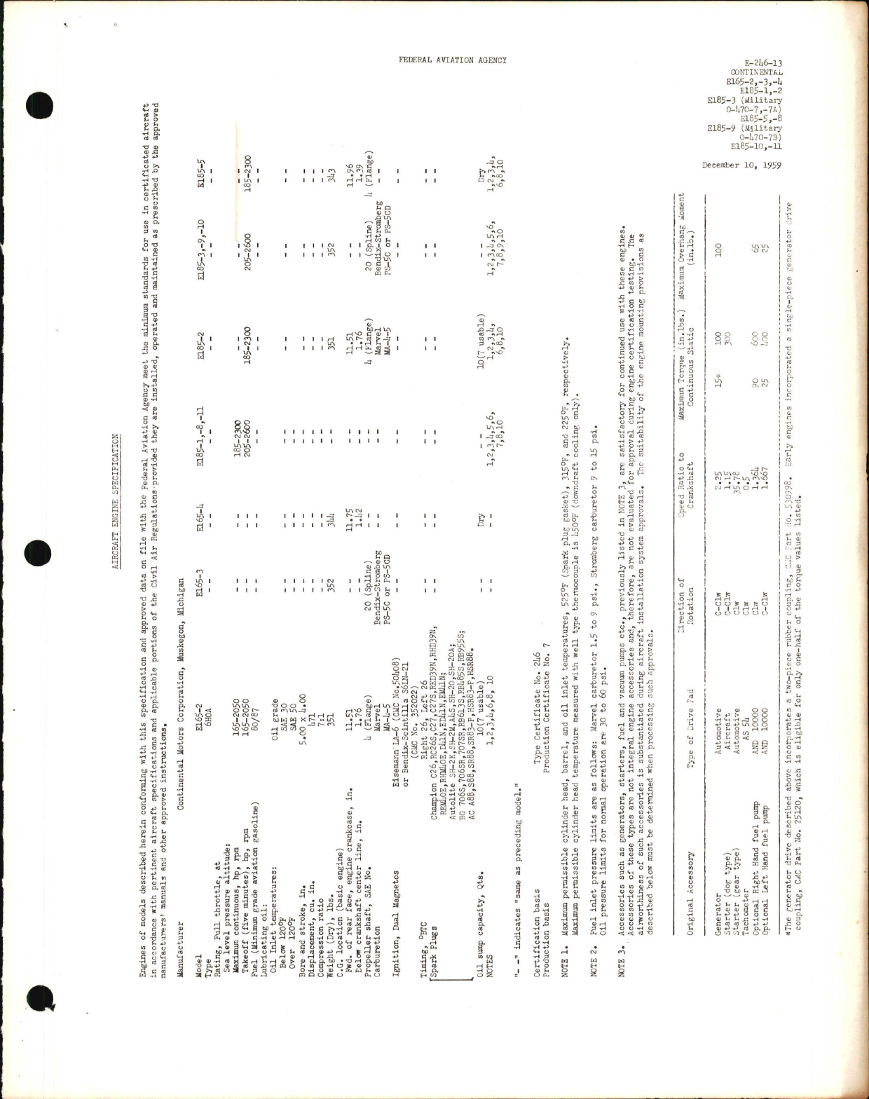 Sample page 1 from AirCorps Library document: E165, E185 and O-470-7