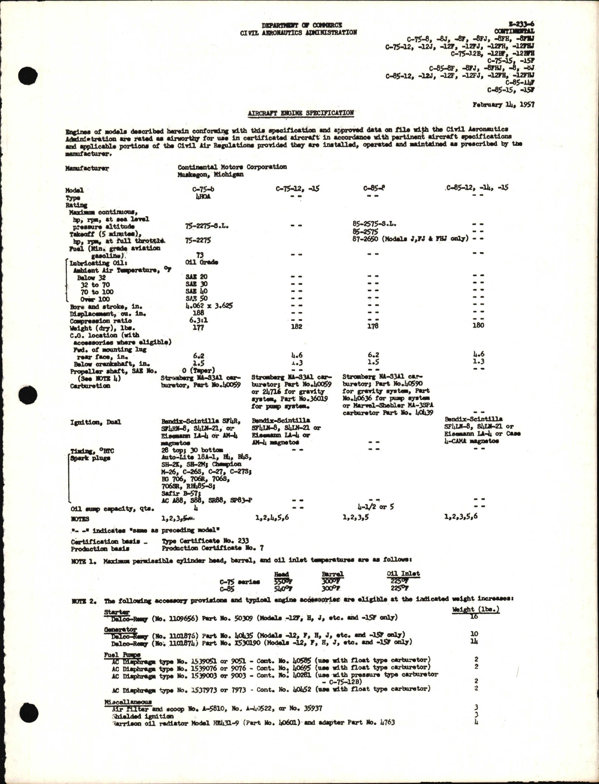 Sample page 1 from AirCorps Library document: C-75 and C-85